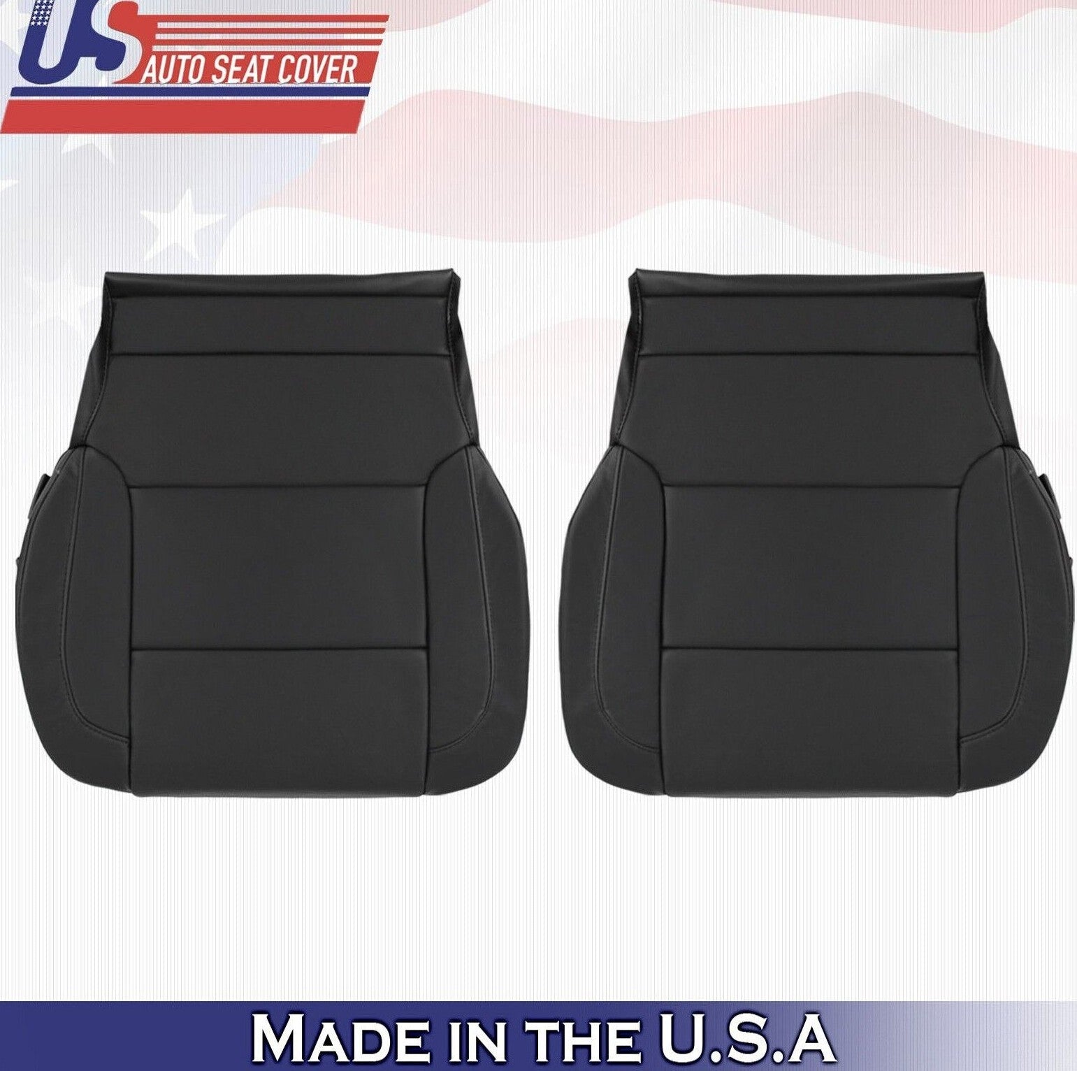 2018 For Chevy Silverado 1500 Driver & Passenger Bottom Leather Seat Covers BLK
