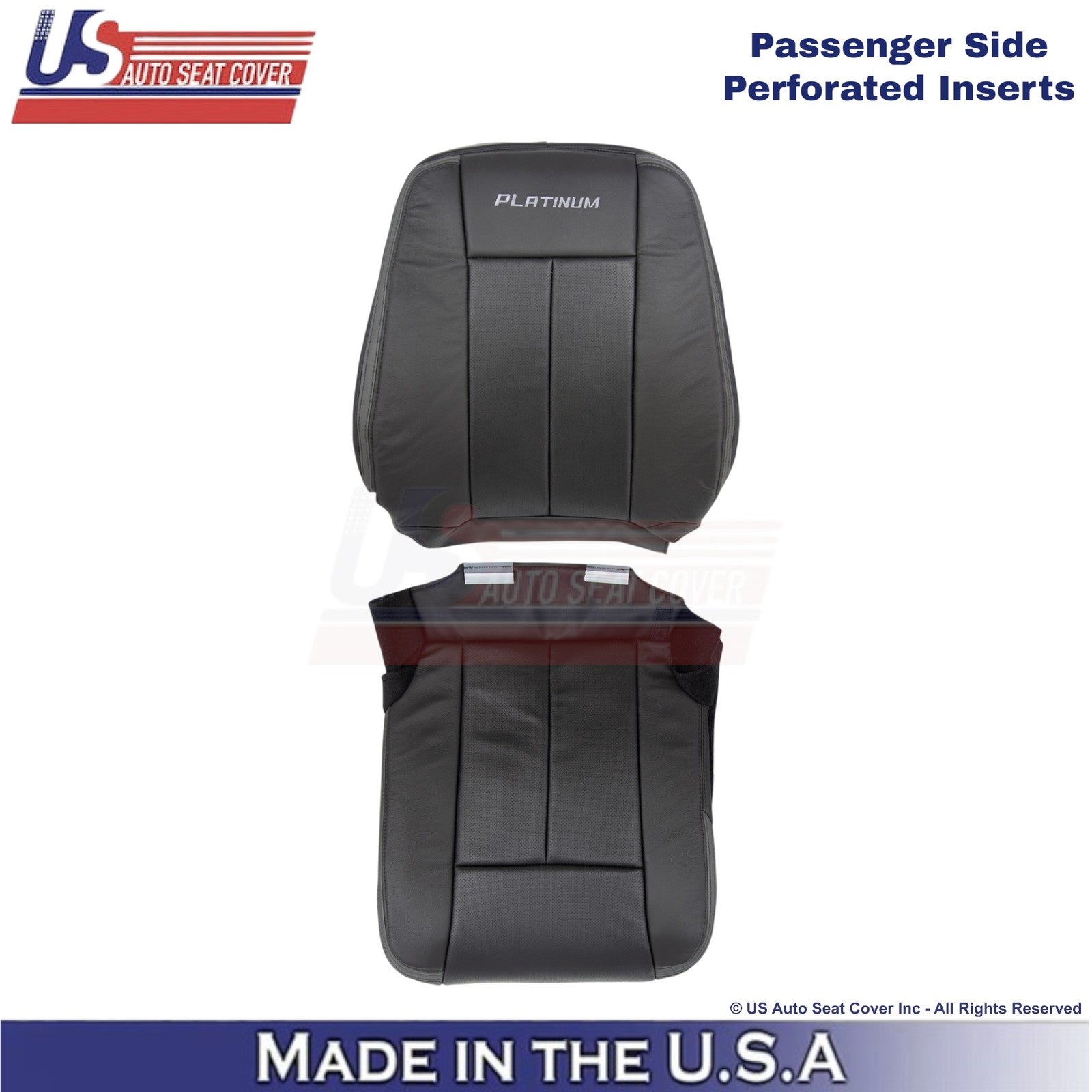 2015-2017 Fits Ford Expedition Platinum Leather Passenger Side Seat Covers Ebony