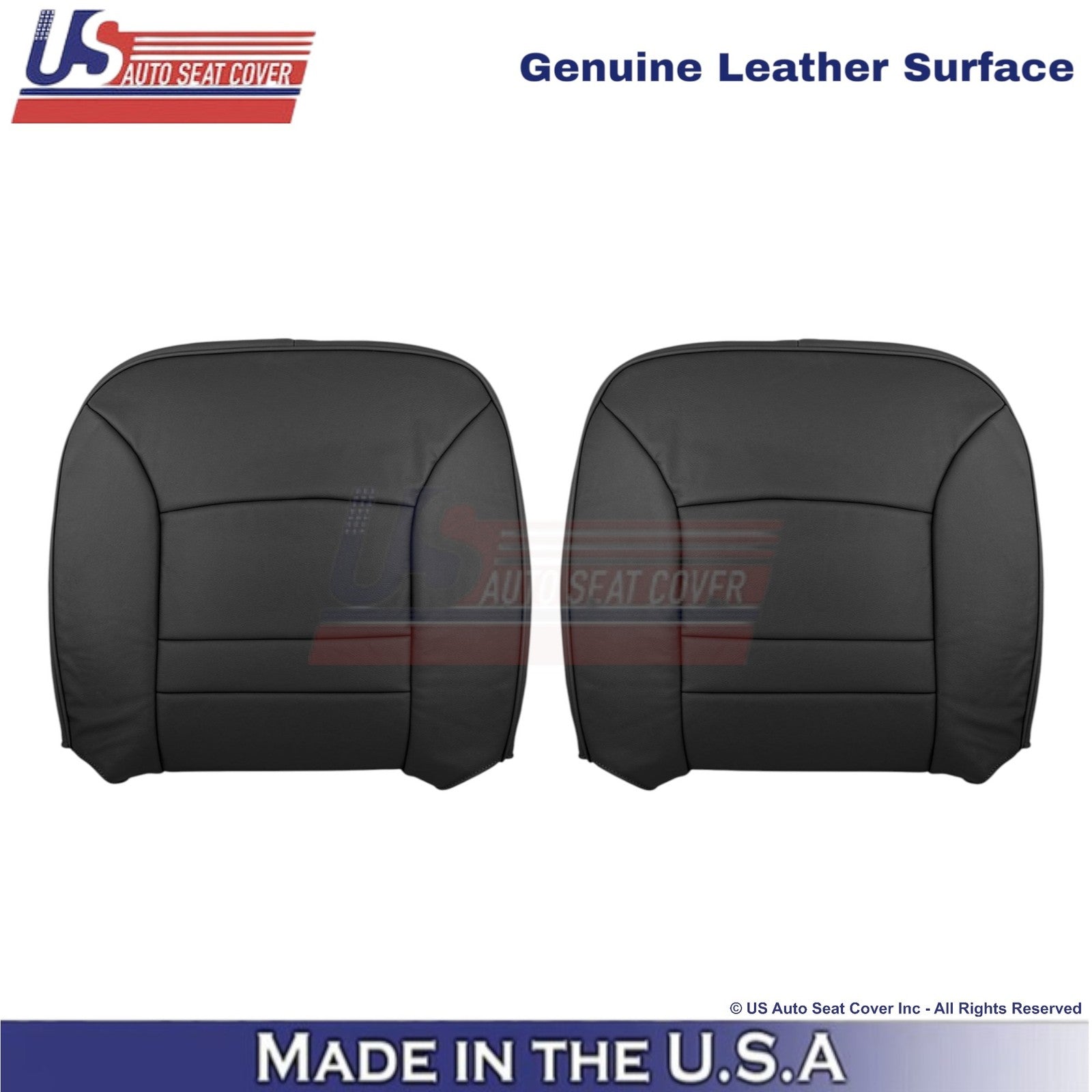 2000-2002 Fits Ford Crown Victoria Genuine Leather Front Top Seat Covers Black