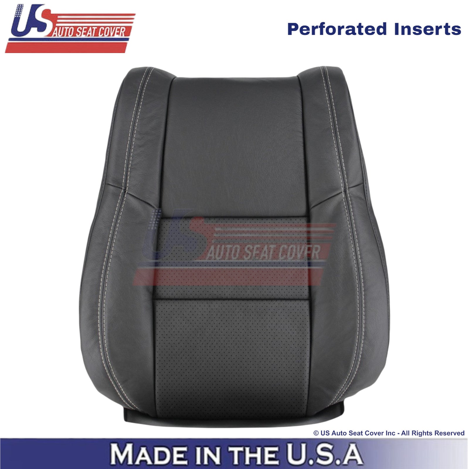2011-2025 For Dodge Durango Leather Passenger Top Seat Cover Black-White Stitch