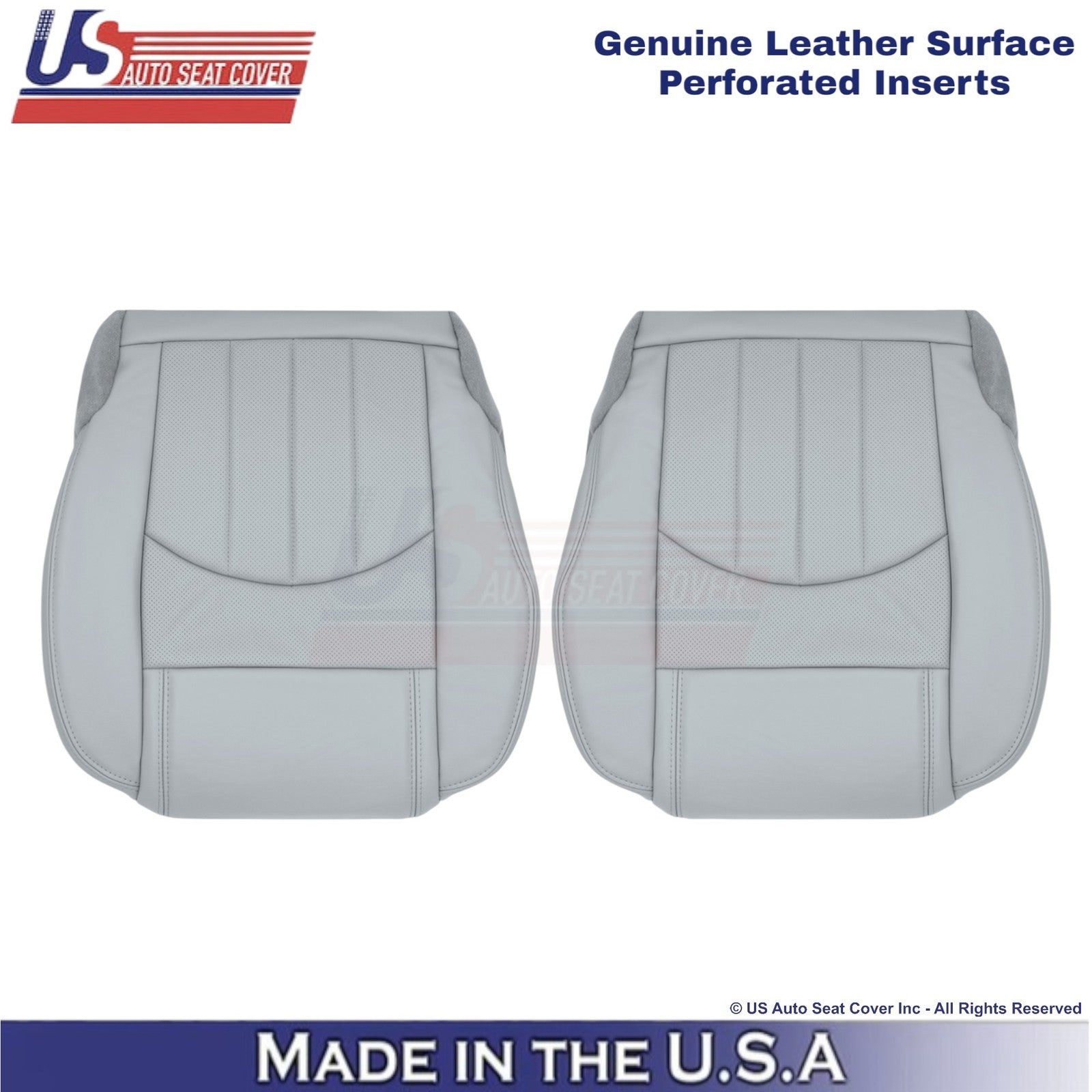 2013-2017 Fits Chevy Traverse Genuine Leather Perf. Front Covers Light Titanium