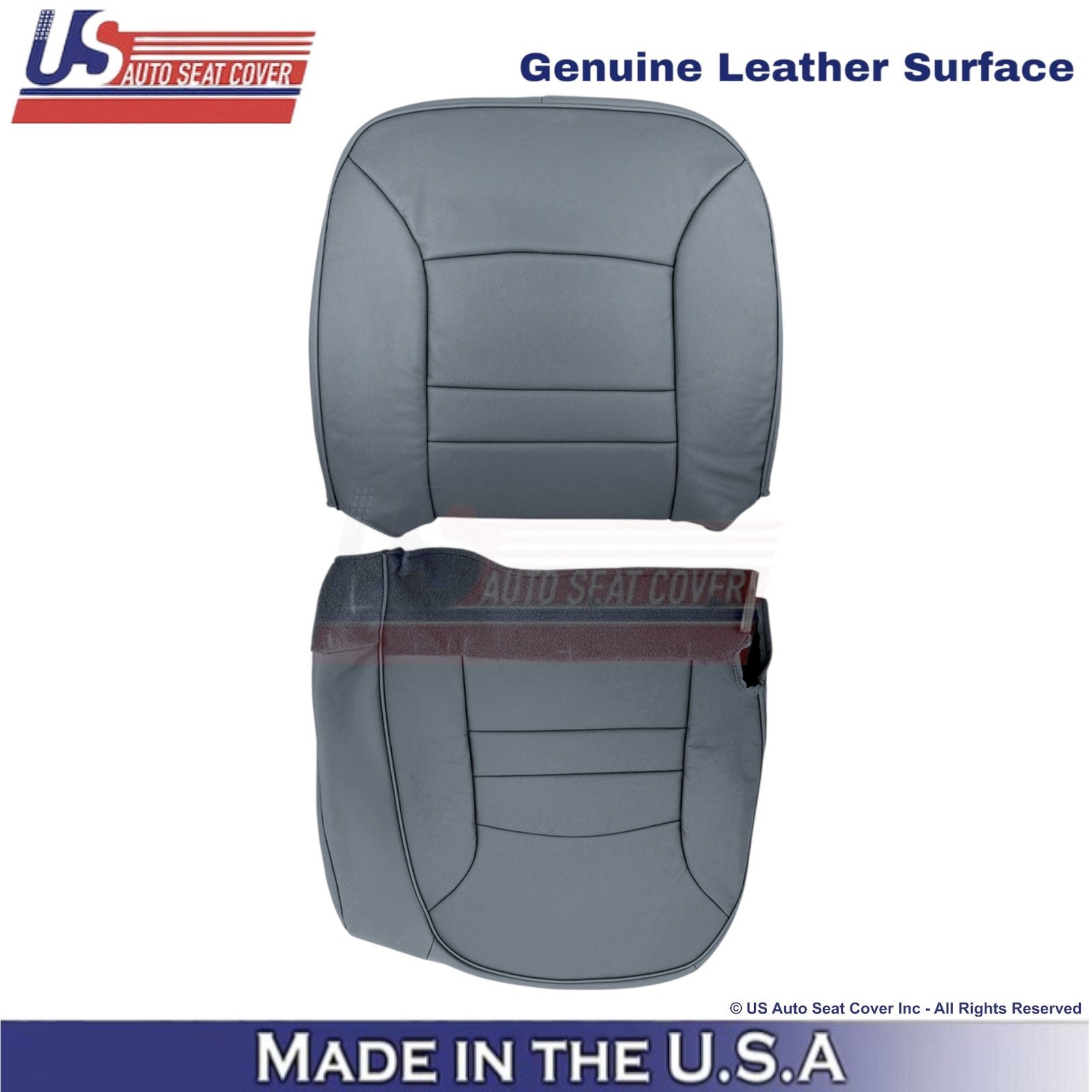 1998-2002 Fits Ford Crown Victoria Genuine Leather Driver Side Seat Covers Gray