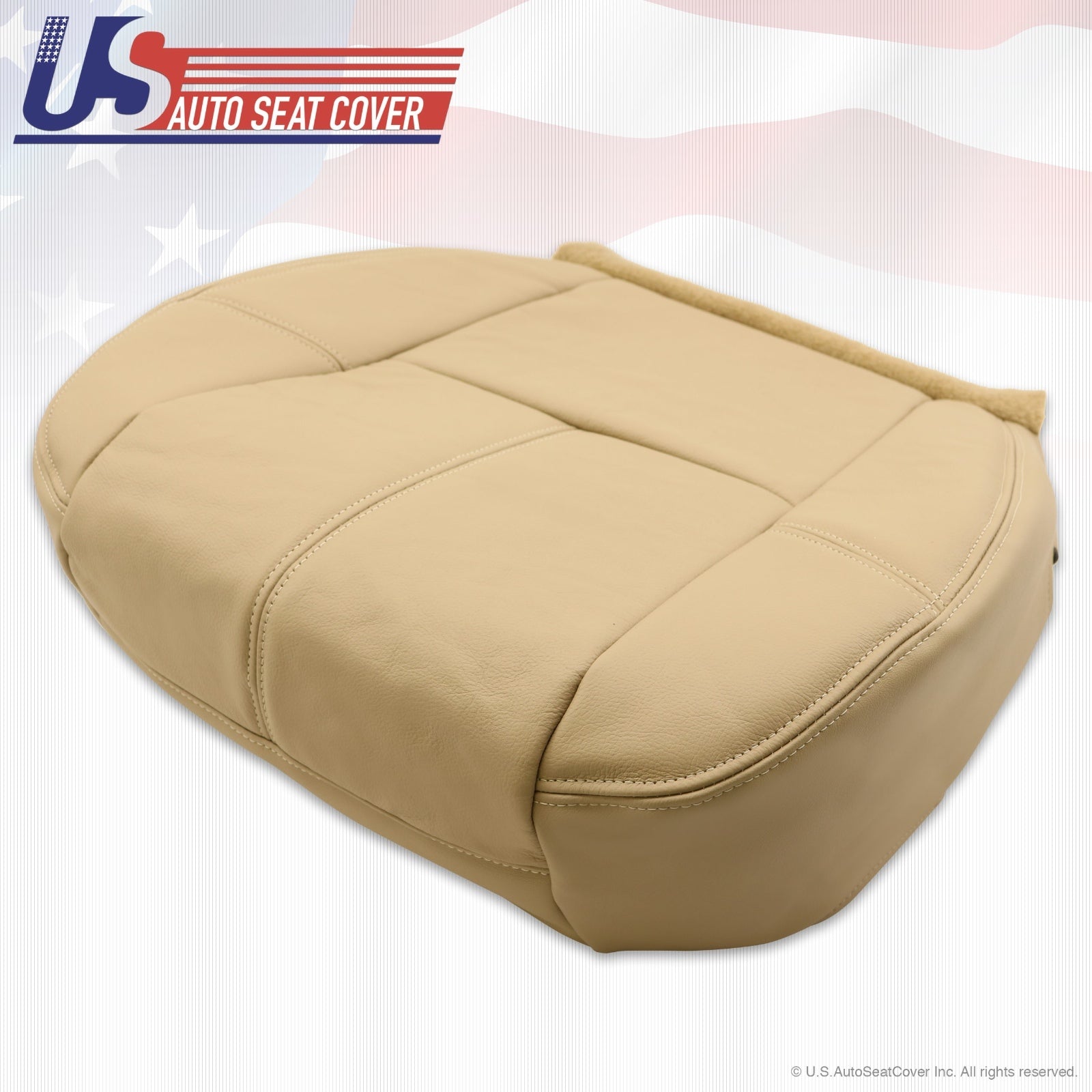 For a 2007 to 2012 GMC Sierra  Leather Driver Bottom Seat Upholstery Light Tan