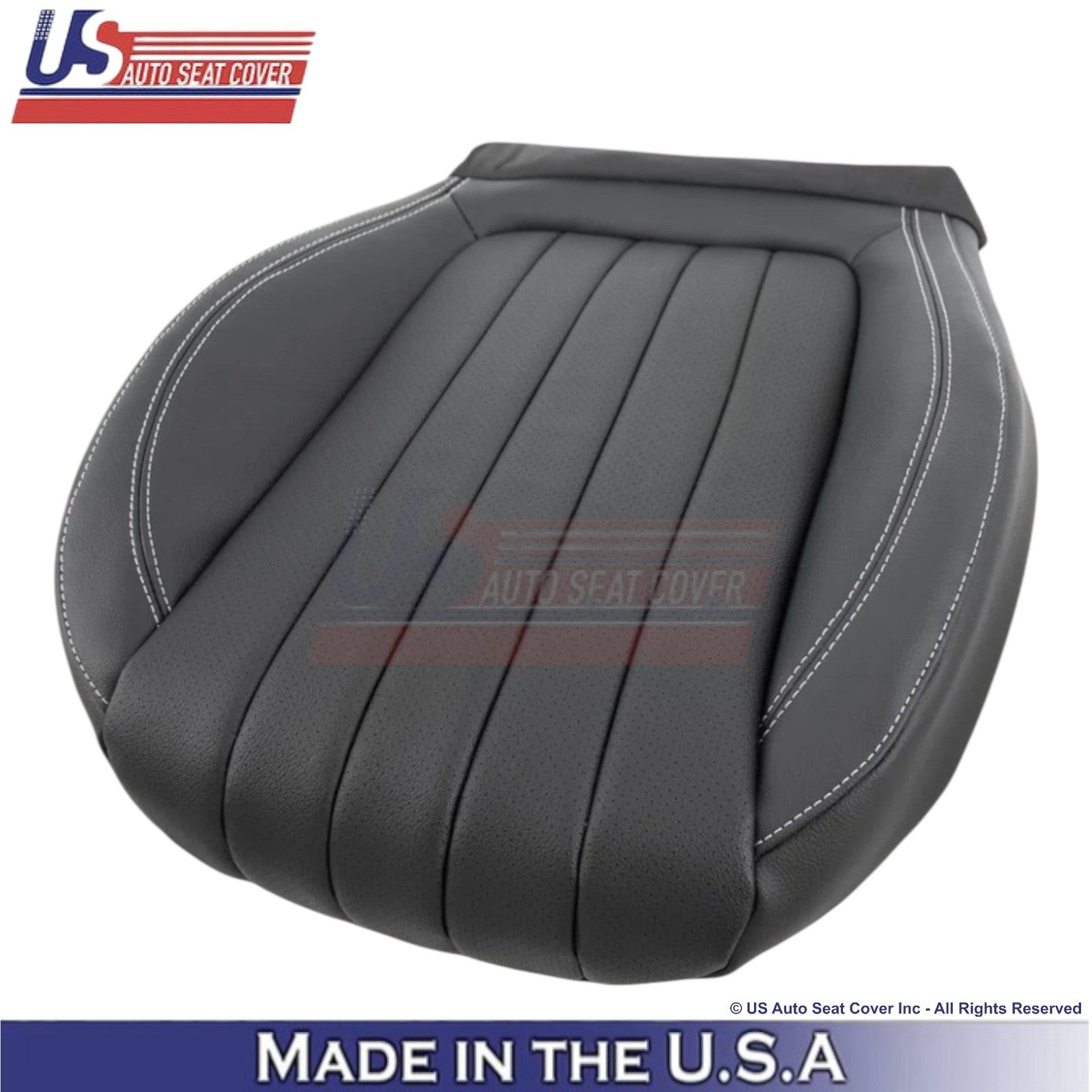 2017-2023 For Mercedes Benz E-Class Leather Front Covers Black with White Stitch
