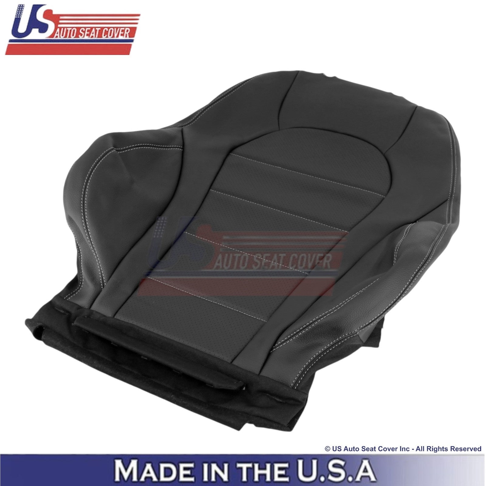 16-21 For Mercedes Benz GLC Class Leather Front Top Covers Black - White Stitch