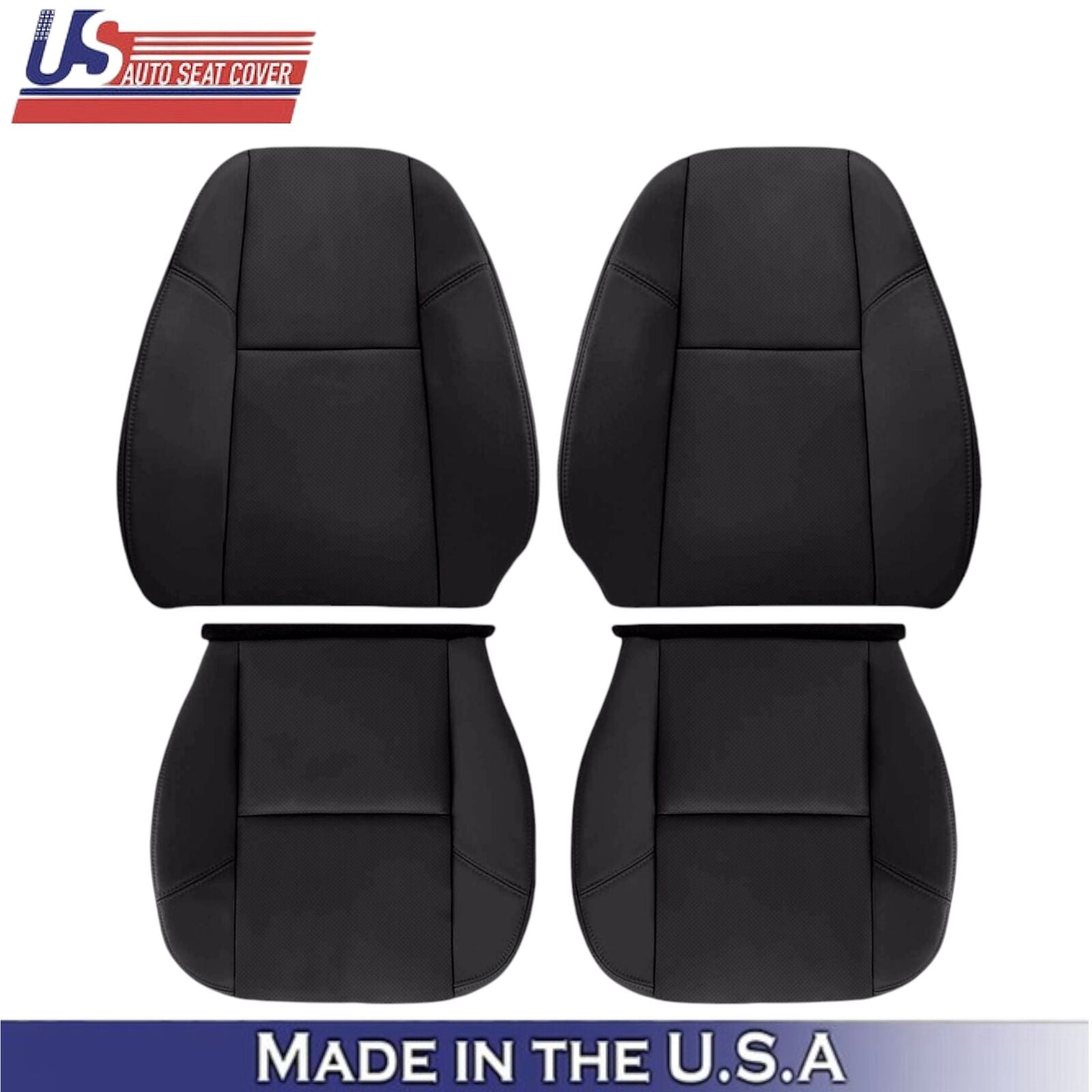 2012-2014 For Chevrolet Silverado Leatherette Front Seat Covers Ebony Black