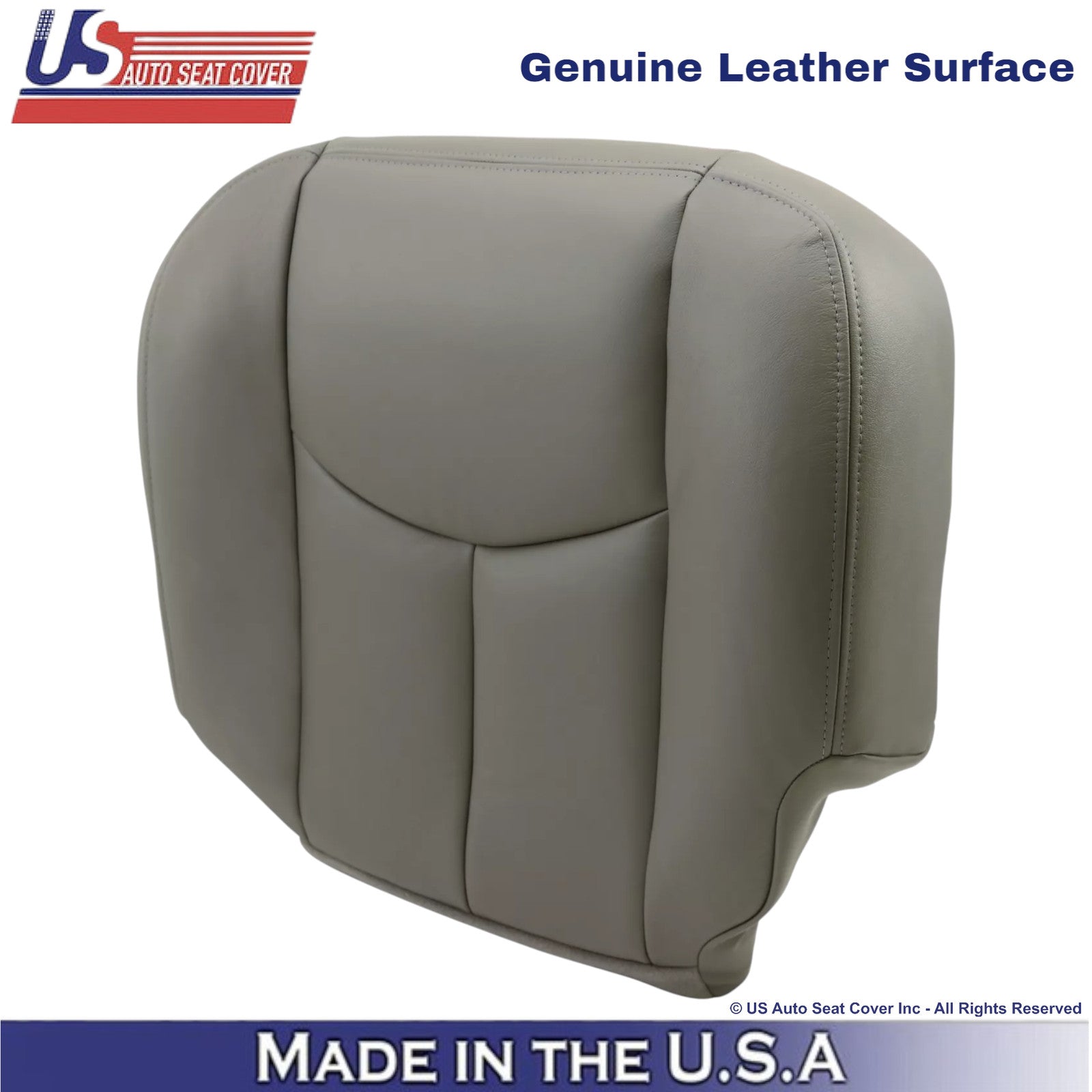 2003-2007 For GMC Sierra Genuine Leather Driver Bottom Seat Cover Pewter Gray