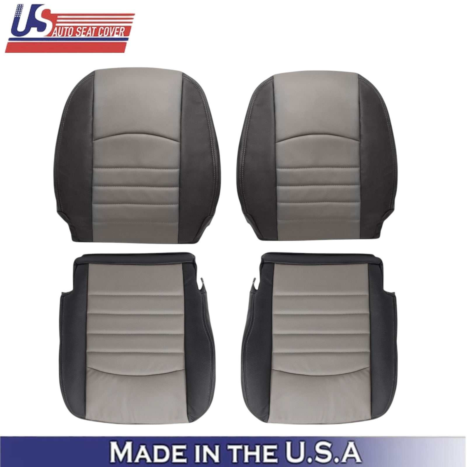 2009-2012 For Dodge Ram 1500 ST Leatherette Front Seat Covers 2-Tone Gray