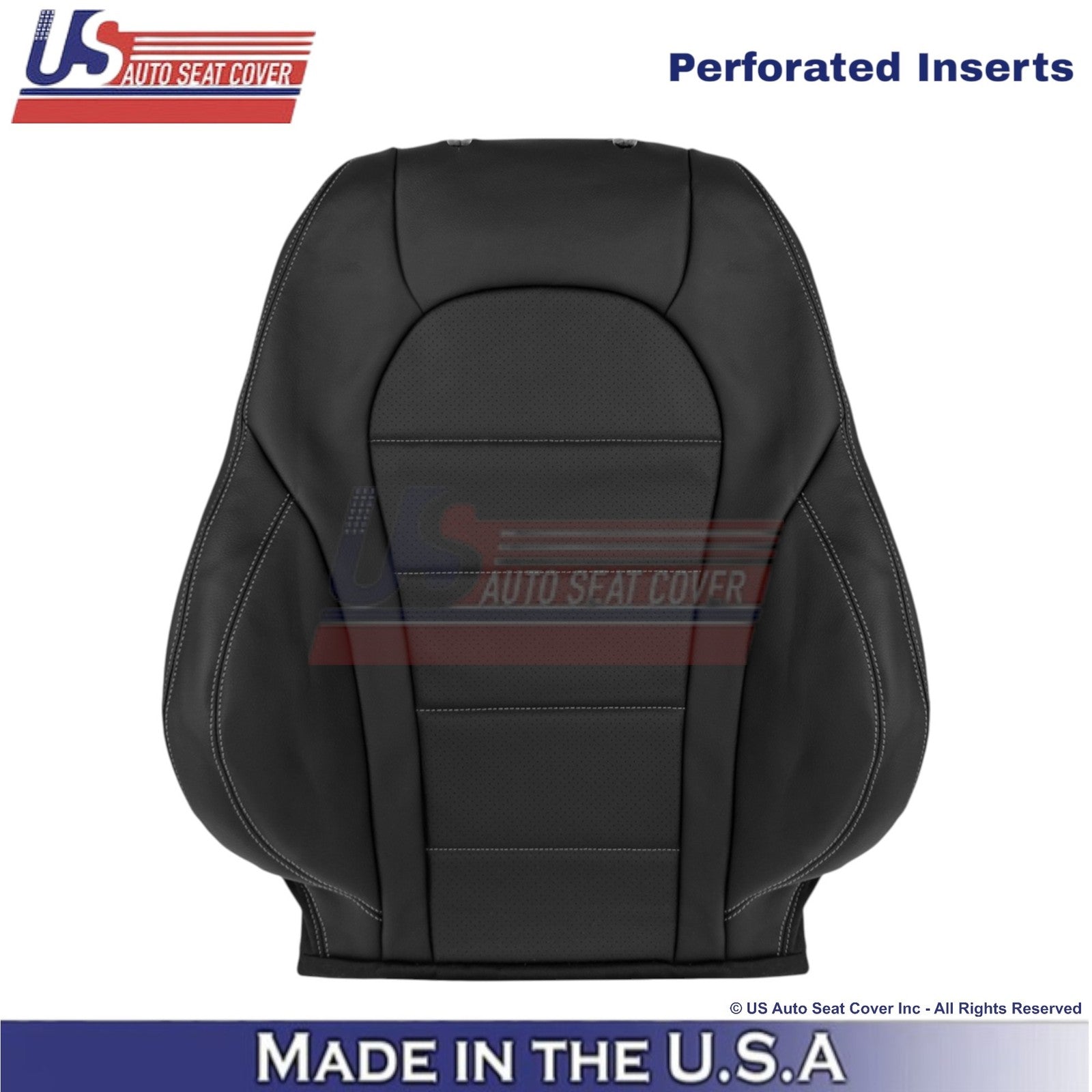 16-21 For Mercedes Benz GLC Class Leather Driver Top Cover Black - White Stitch