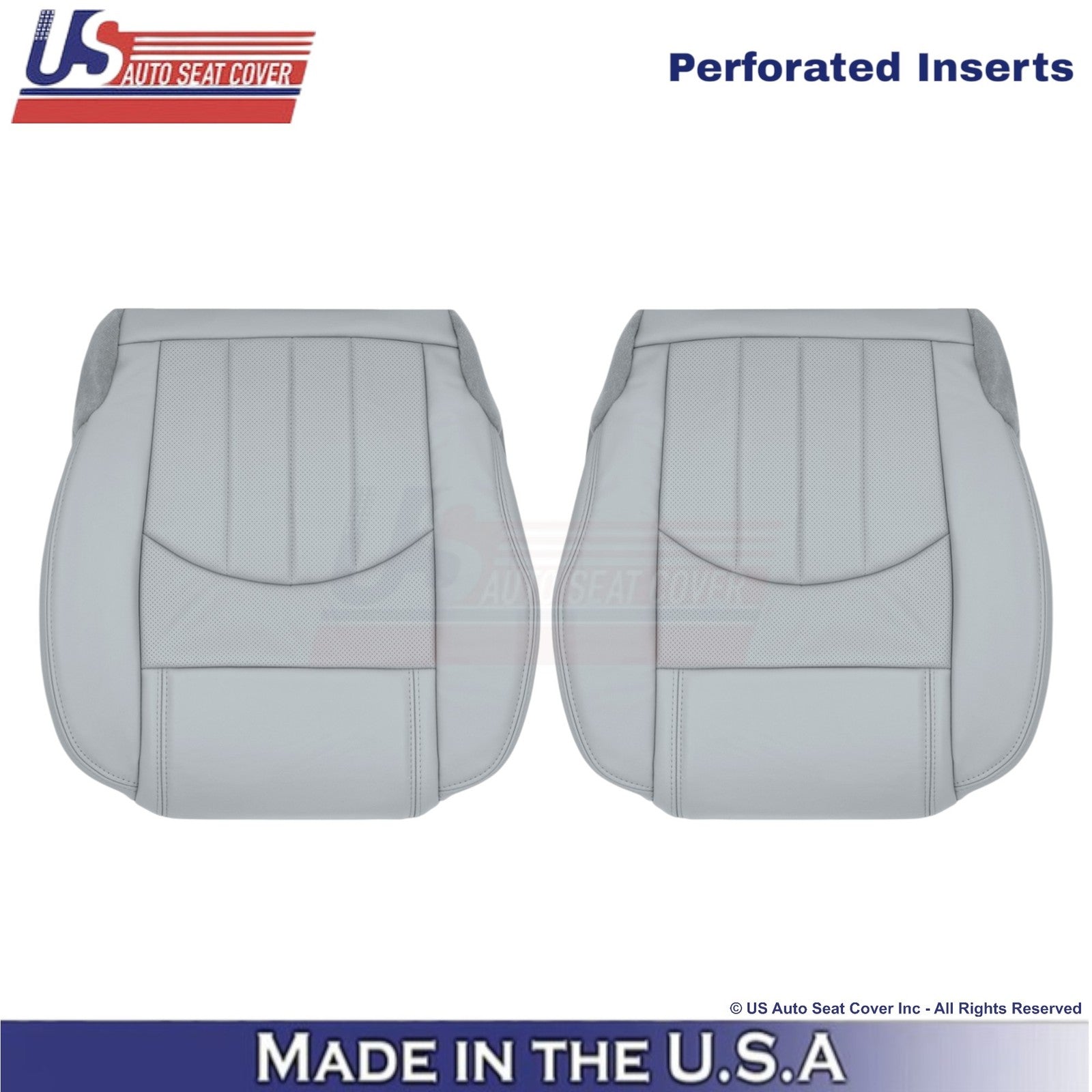2013-2017 Fits Chevy Traverse Leatherette Perf. Front Seat Covers Light Titanium