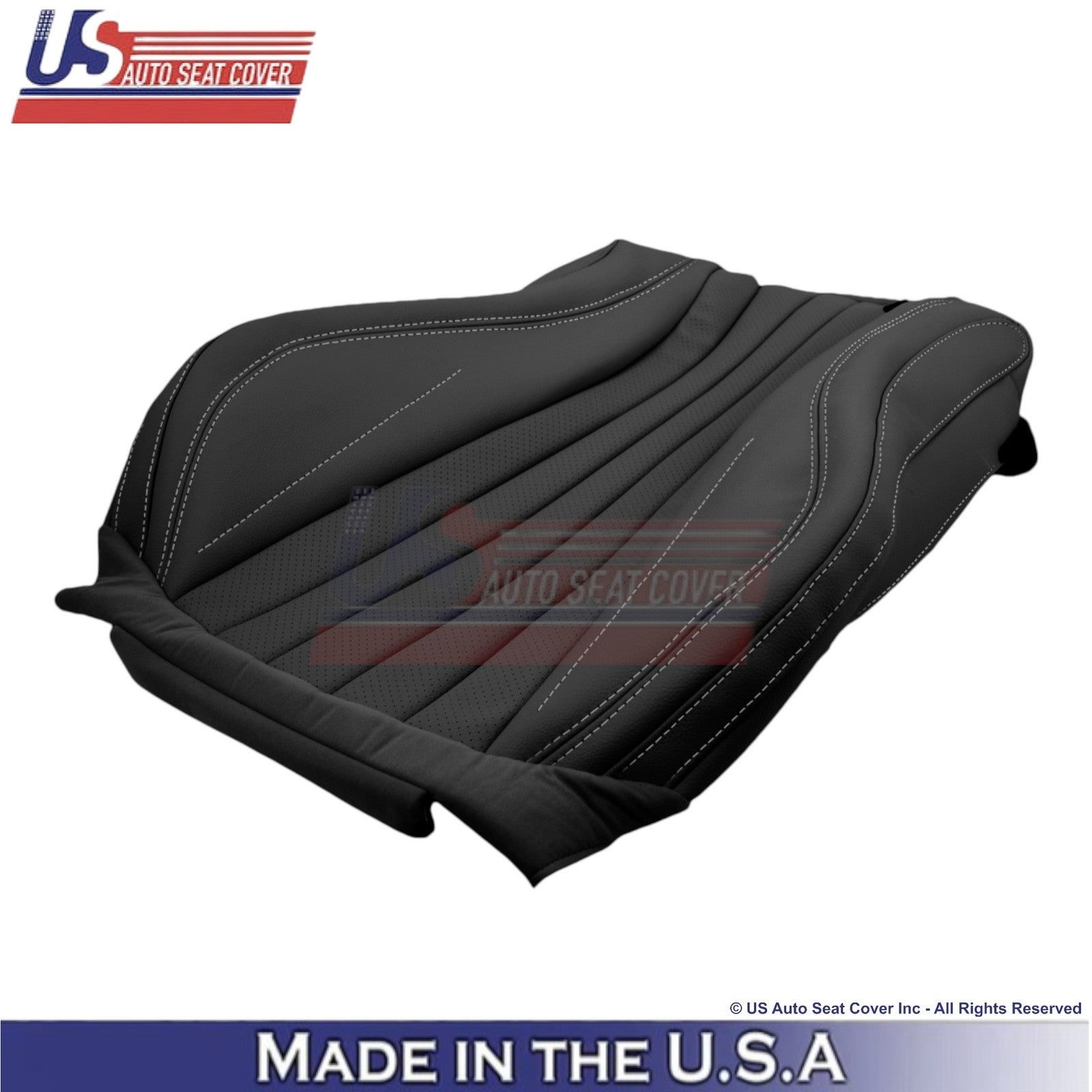 2017-2023 For Mercedes Benz E-Class Leather Front Covers Black with White Stitch