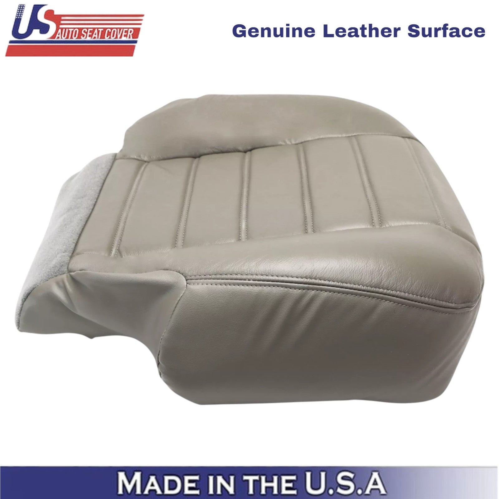 2003-2007 For Hummer H2 Genuine Leather Driver Bottom Seat Cover Wheat Gray