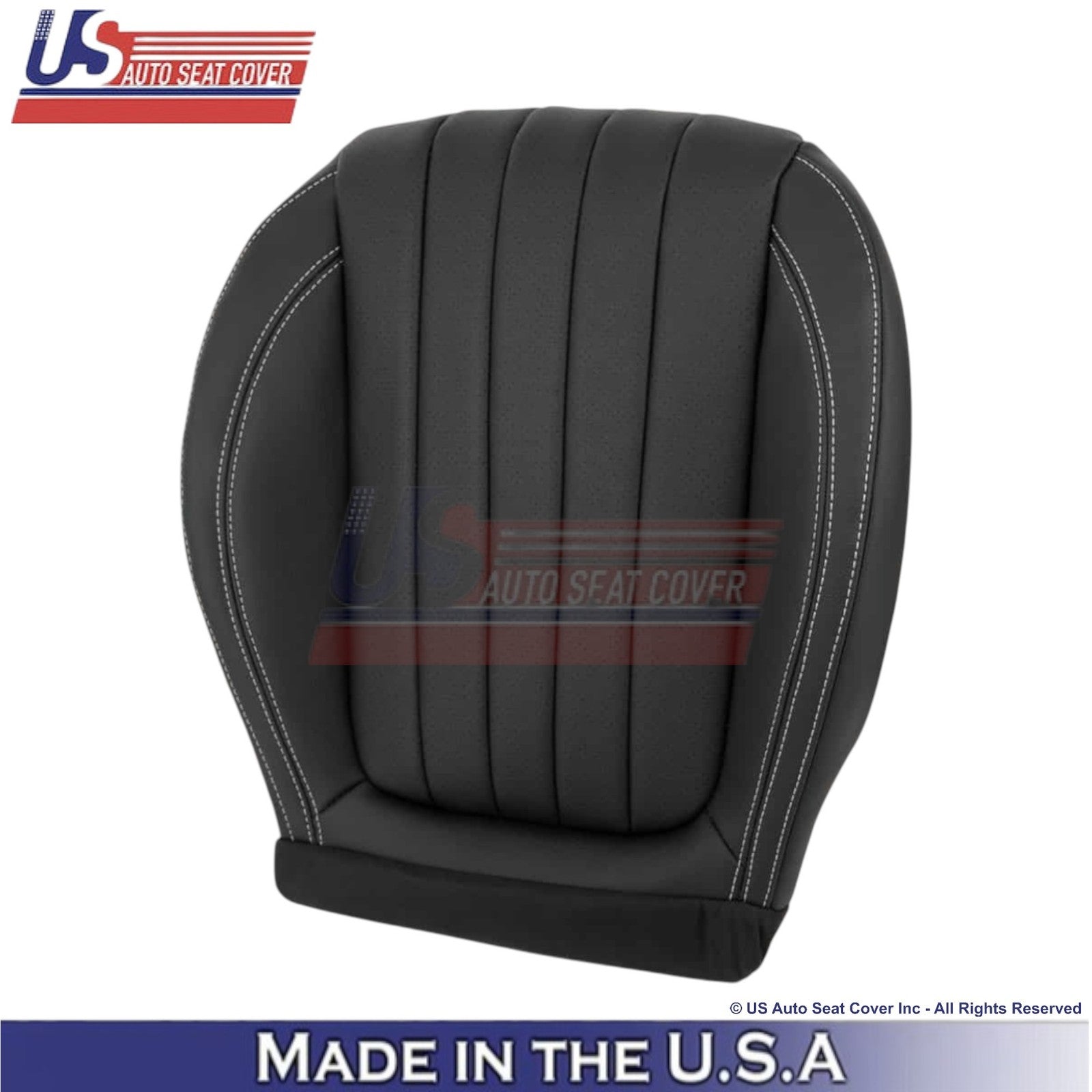 2017-2023 For Mercedes Benz E-Class Leather Bottom Covers Black w/ White Stitch