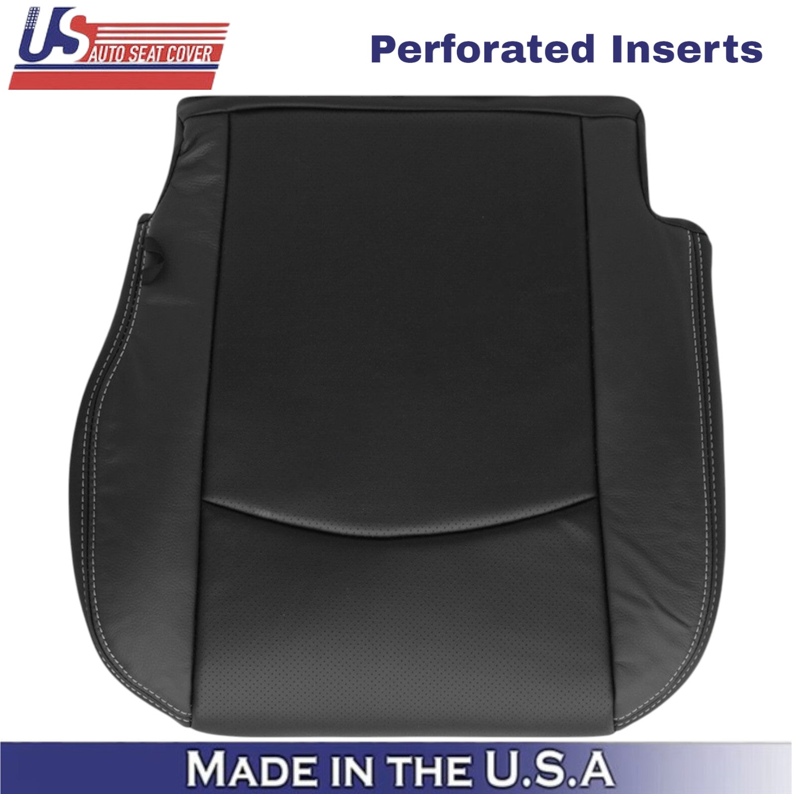 2013-2018 For Dodge Ram 2500 Leather Driver Bottom Cover Black-White Stitching
