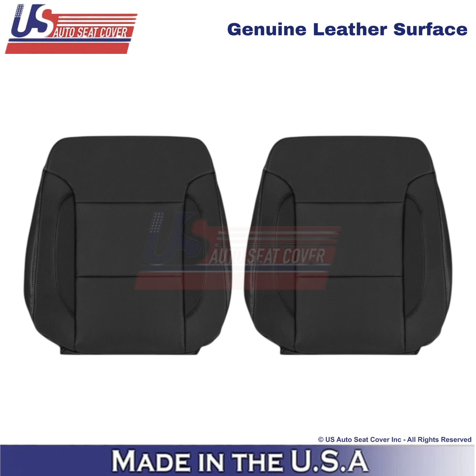 2014-2019 For Chevy Silverado 1500 LT LS Genuine Leather Front Top Covers Black