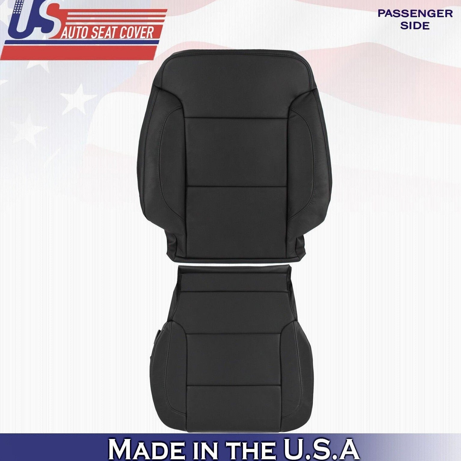 2018 For Chevy Silverado 2500 3500 Passenger Top Bottom Leather Seat Covers BLK