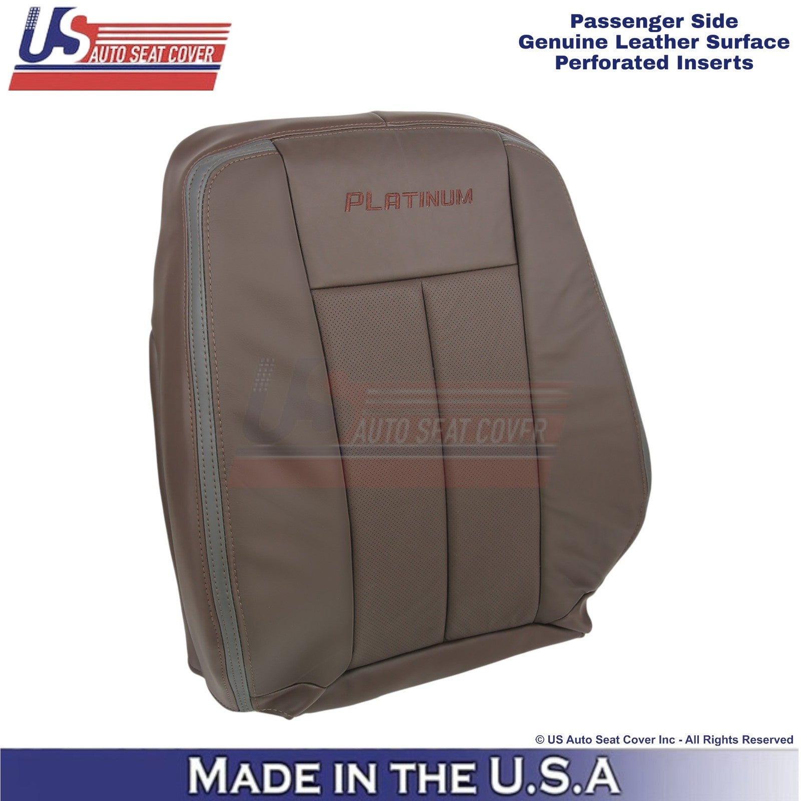 2015-2017 For Ford Expedition Platinum Genuine Leather Passenger Top Cover Brown