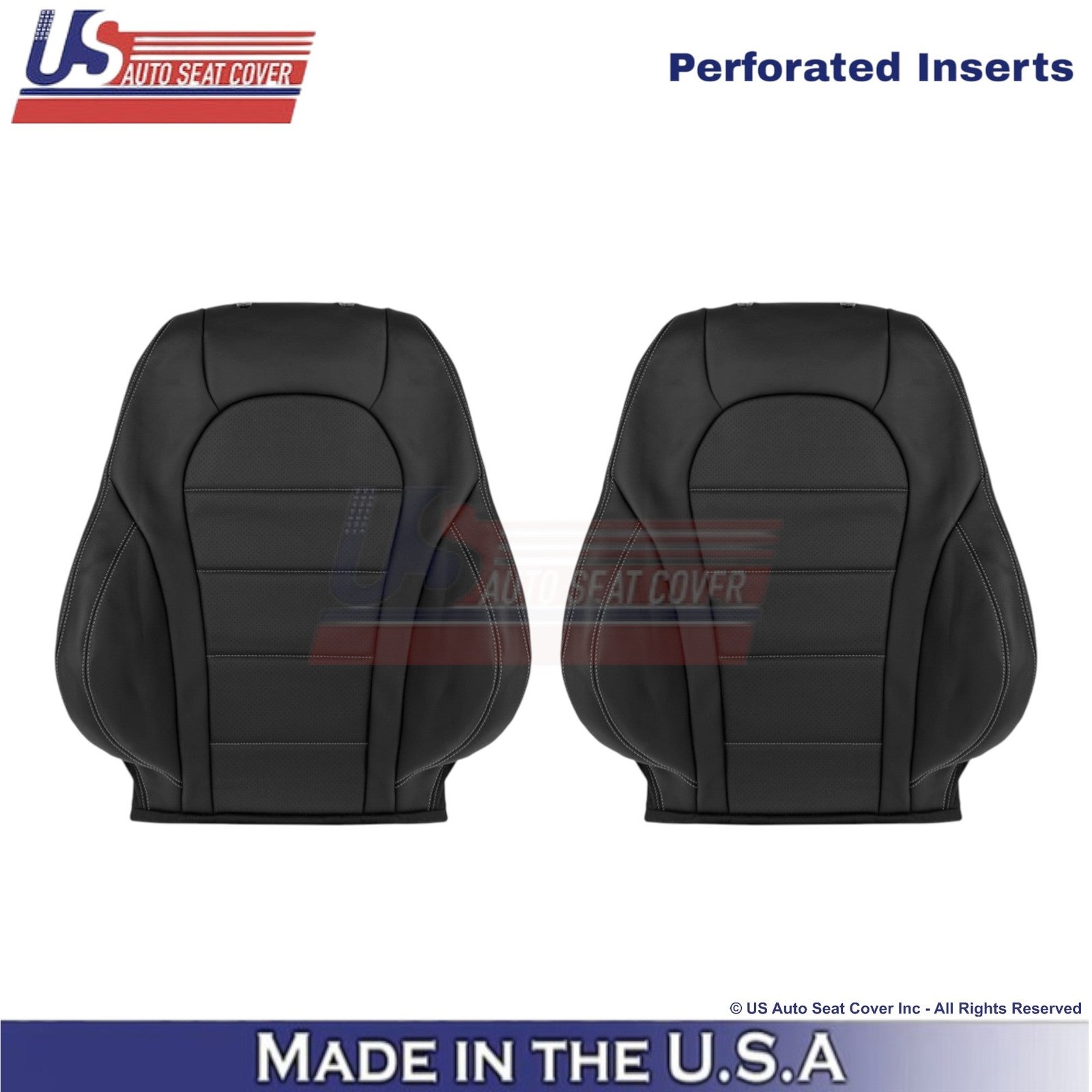 16-21 For Mercedes Benz GLC Class Leather Front Top Covers Black - White Stitch