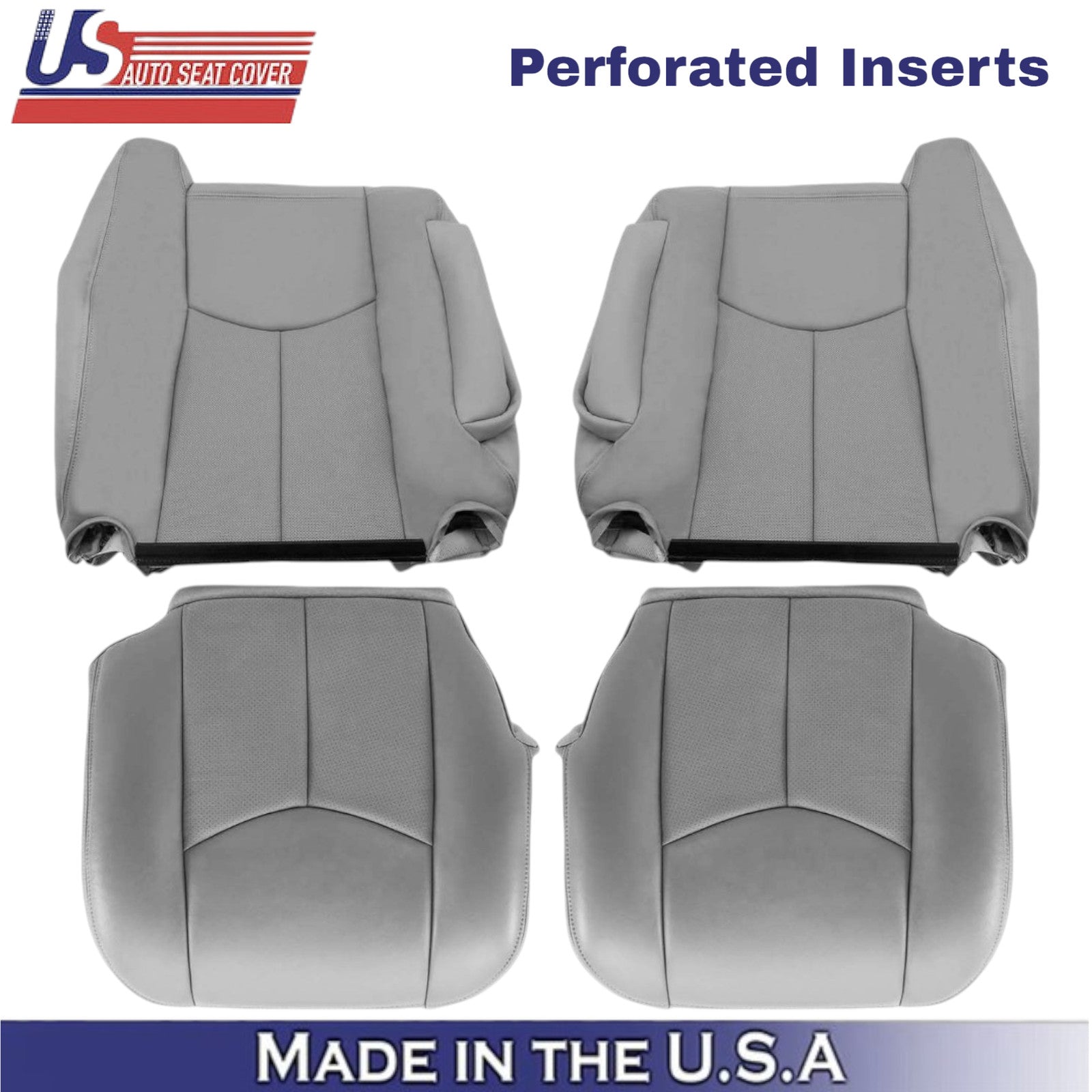 2003-2006 For Cadillac Escalade Leatherette Front Replacement Covers Pewter Gray