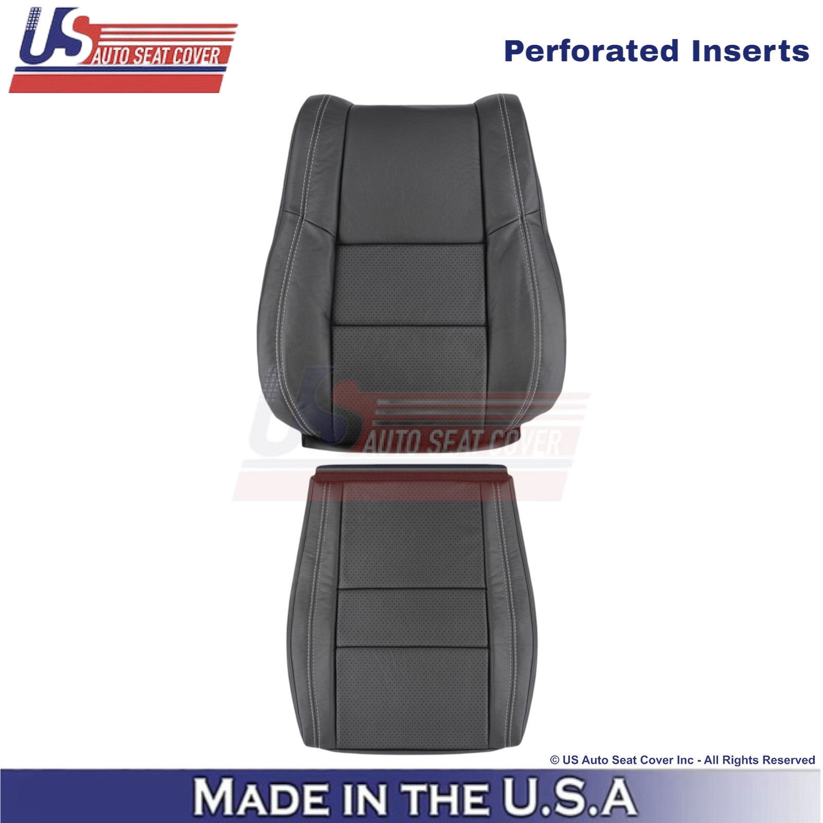 2011-2025 For Dodge Durango Genuine Leather Driver Covers Black w/ White Stitch