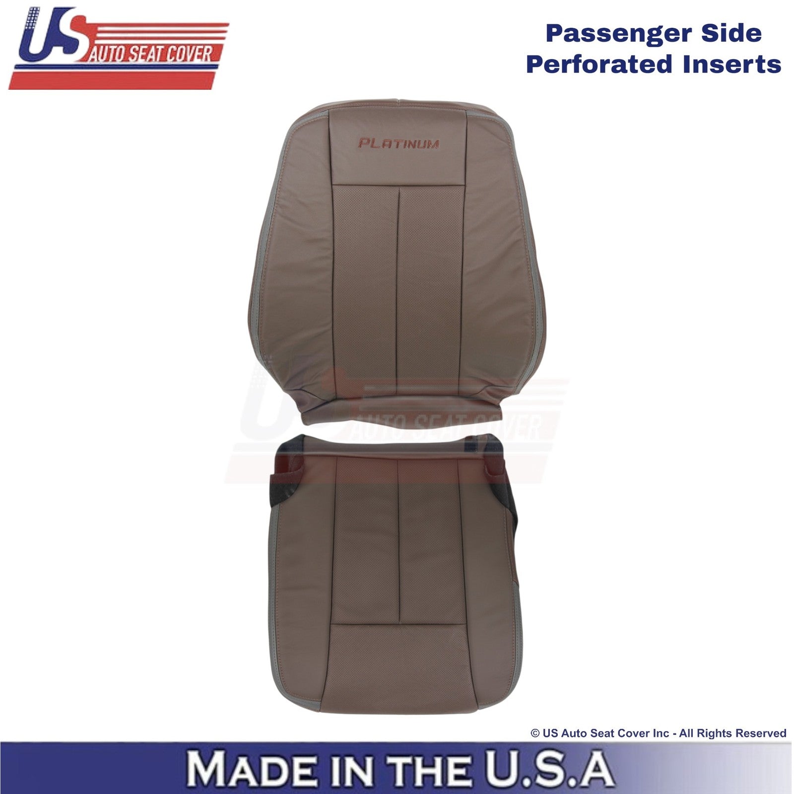 2015-2017 Fits Ford Expedition Platinum Leather Passenger Side Seat Covers Brown