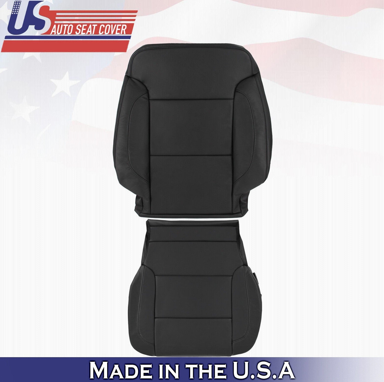 2015 2016 2017 For Chevy Tahoe Driver Top & Bottom Leather Seat Covers Black