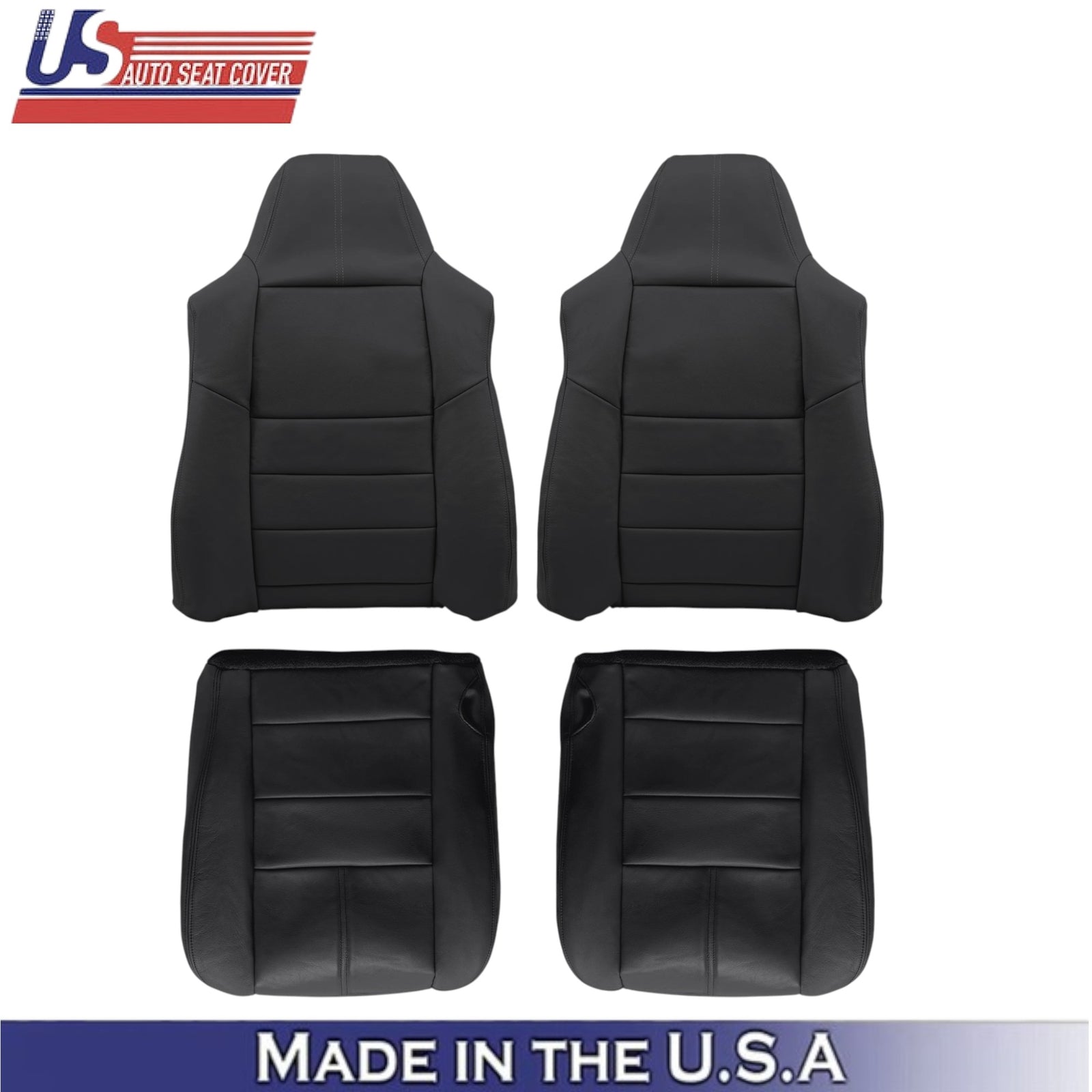 2008-2010 For Ford F250 Lariat Leatherette Front Seat Covers Charcoal Black