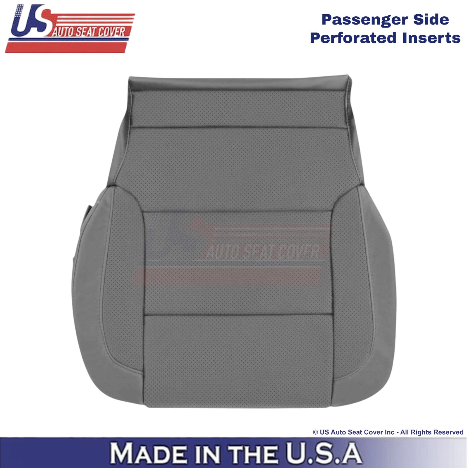 2014-2019 For Chevy Silverado 1500 Leatherette Perf Passenger Bottom Cover Gray