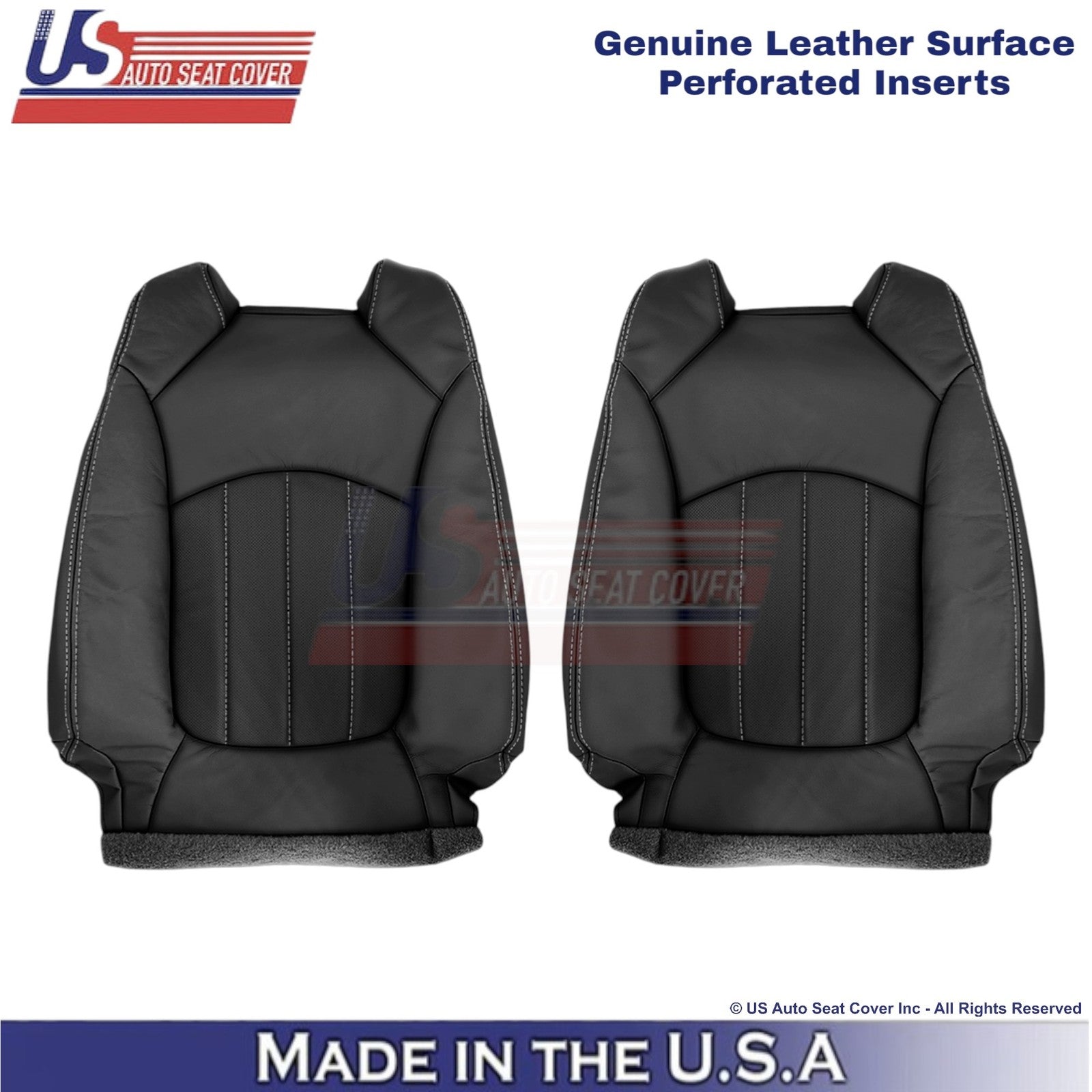 2013-2017 Fits Chevy Traverse Genuine Leather Perforated Front Seat Covers Ebony