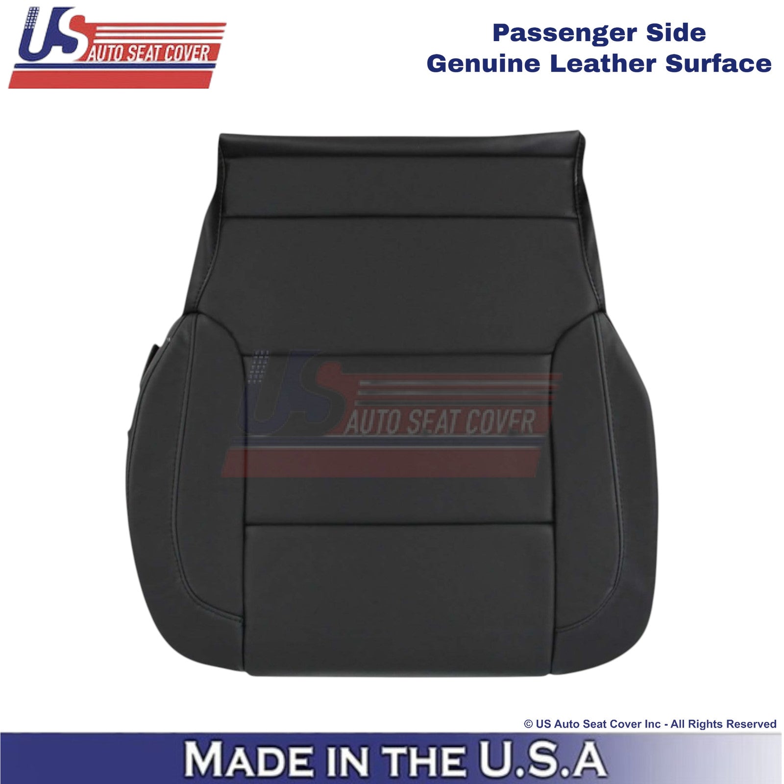 2014-2019 For Chevy Silverado 1500 Genuine Leather Passenger Bottom Cover Black