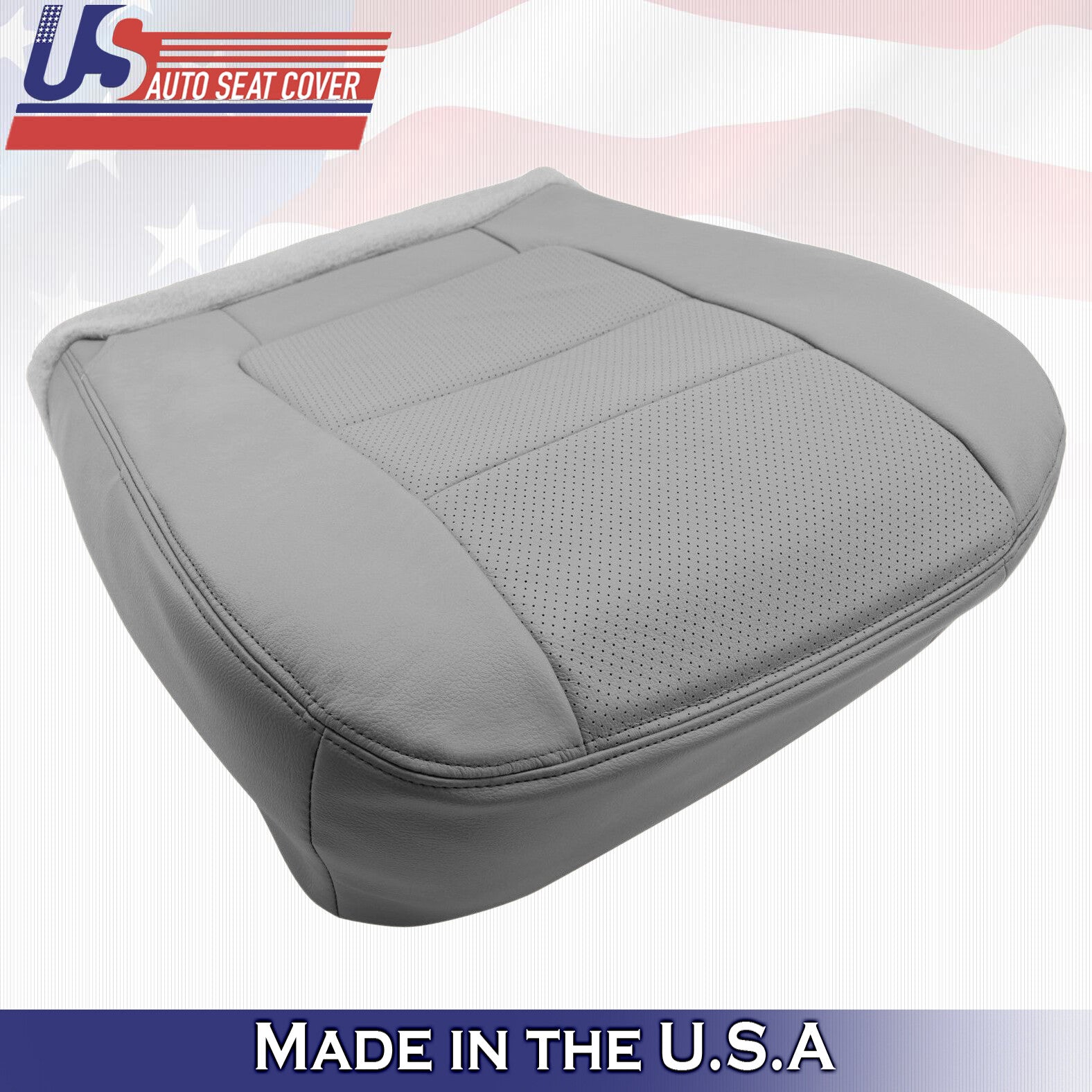 2001 For Ford F450 F550 Lariat Driver Top & Bottom Perf Leather Covers Gray