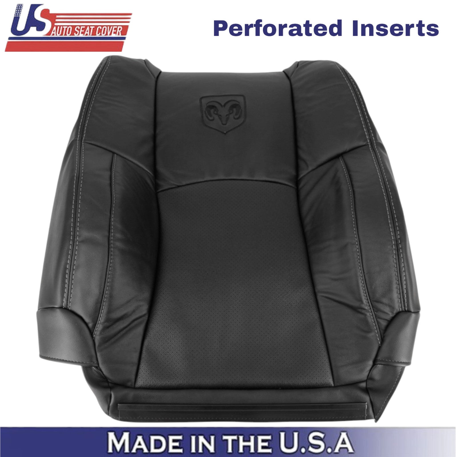2013-2018 For Dodge Ram 2500 Leatherette Passenger Top Cover Black w/ White Stch