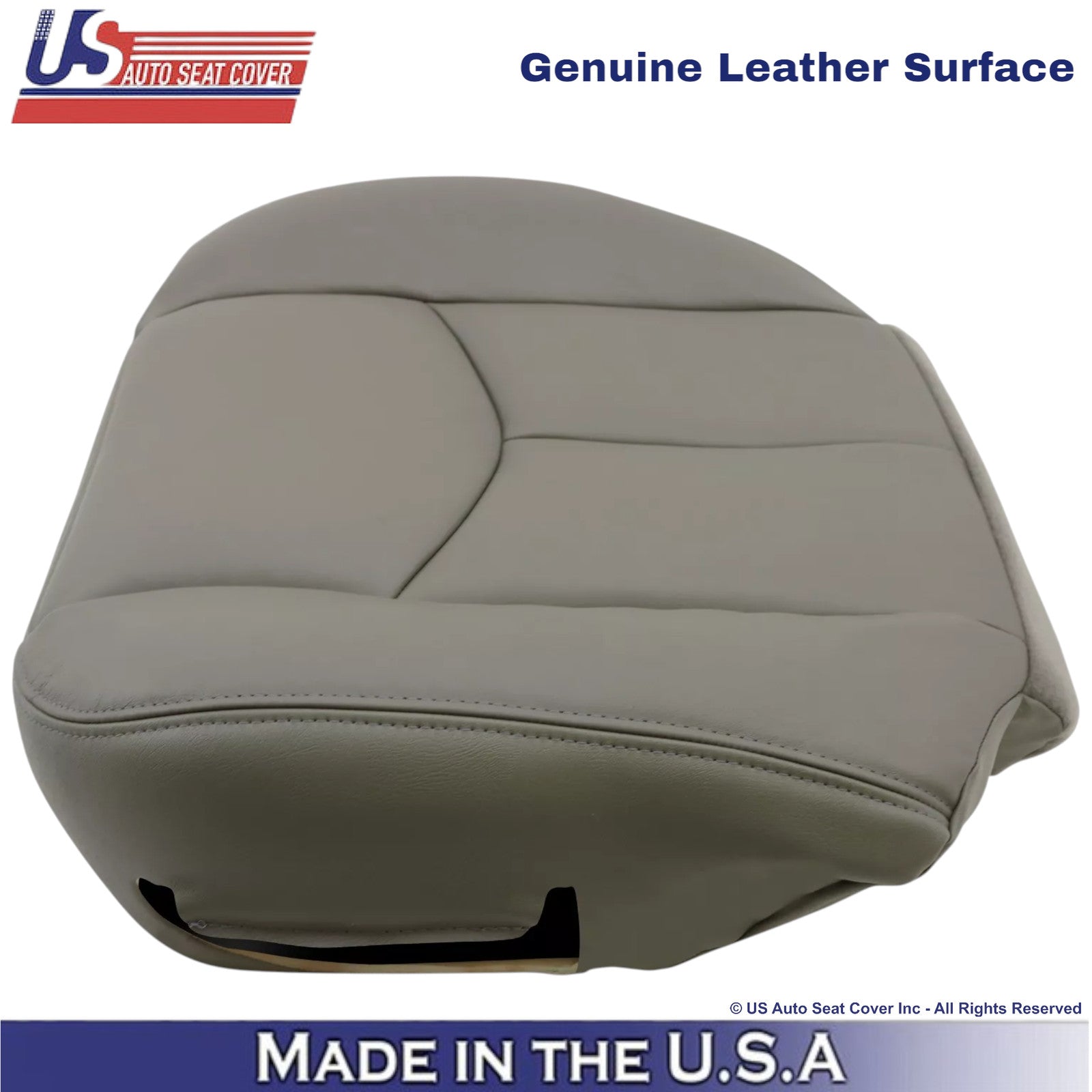 2003-2007 For GMC Sierra Genuine Leather Driver Bottom Seat Cover Pewter Gray