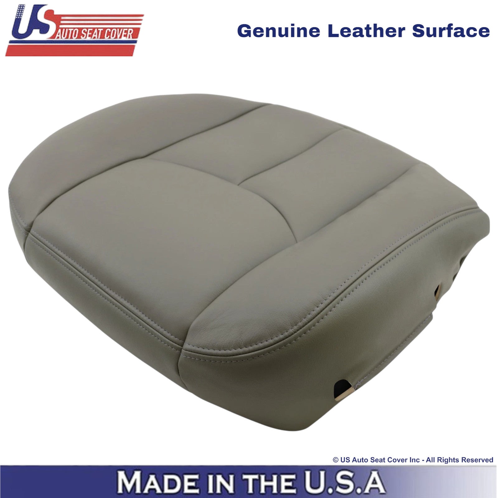 2003-2007 For GMC Sierra Genuine Leather Driver Bottom Seat Cover Pewter Gray