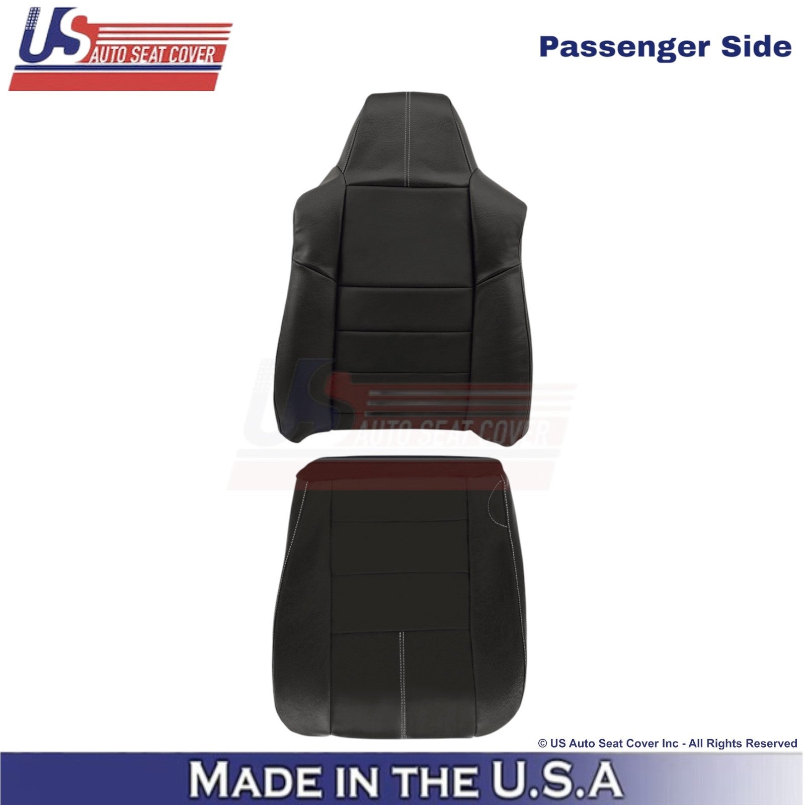 2008-10 For Ford F250-550 FX4 Leatherette Passenger Side Covers Blk/White stitch