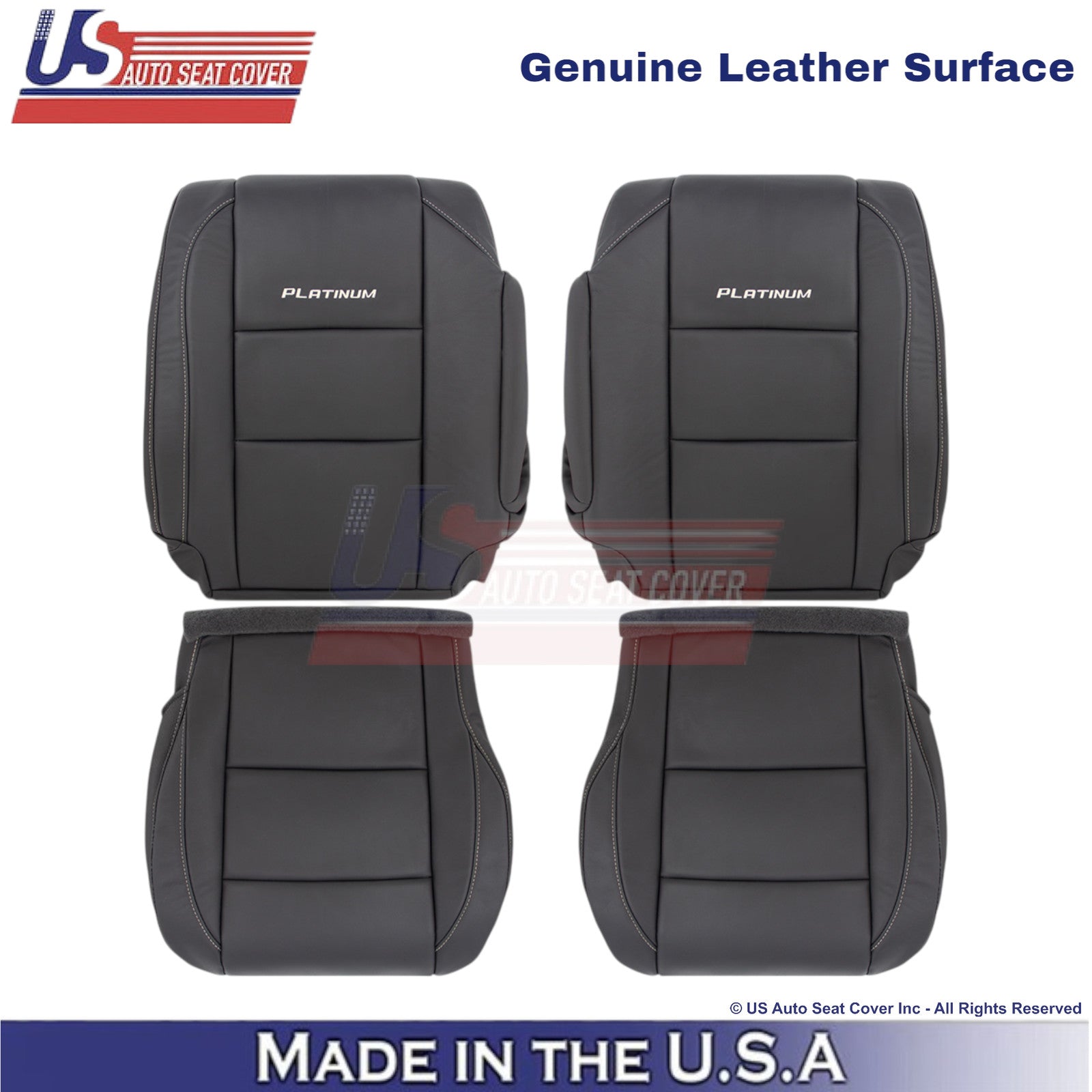 2010-2015 For Nissan Armada Platinum Genuine Leather Seat Covers Dark Charcoal