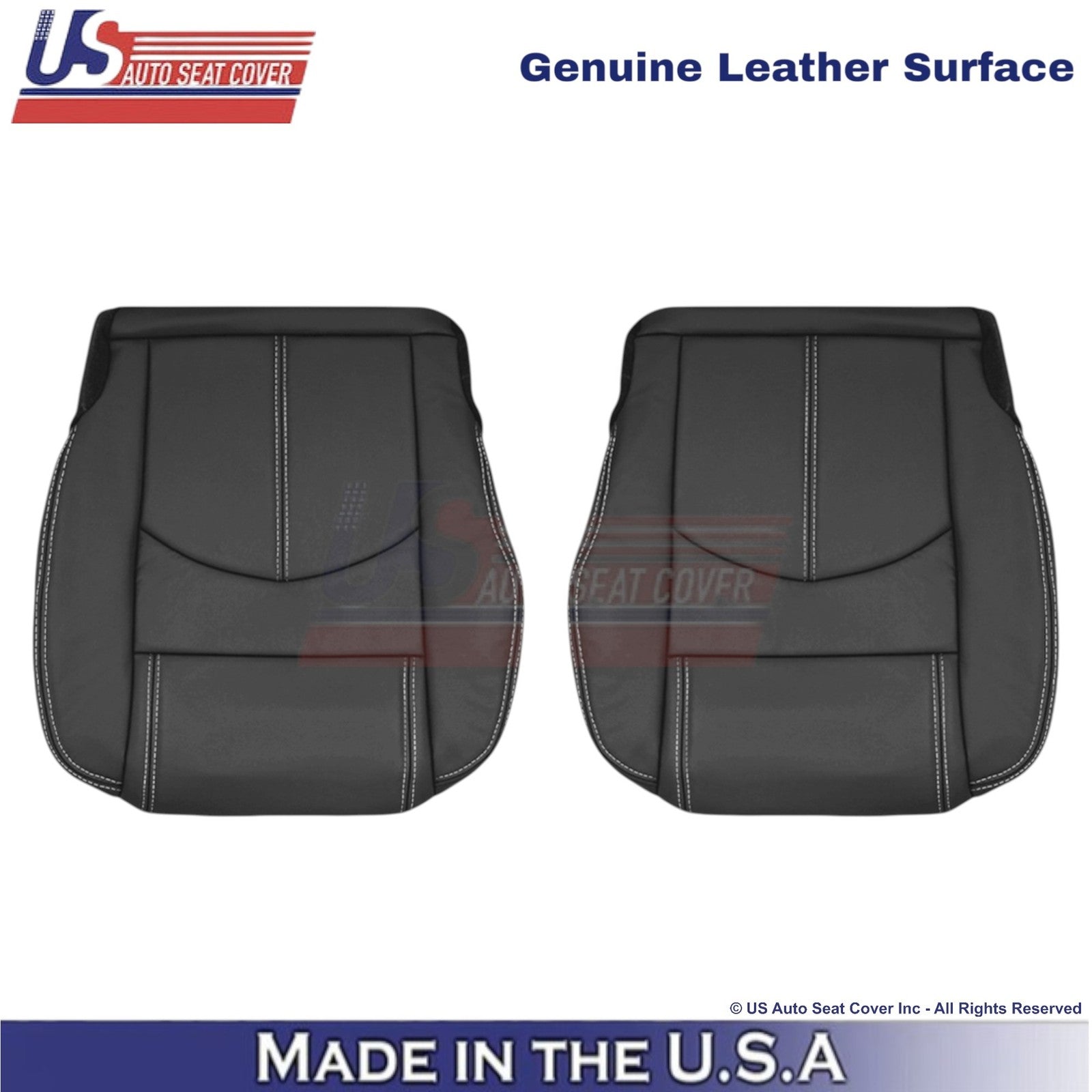 2013-2017 Fits Chevy Traverse Genuine Leather Front Bottom Seat Covers Ebony