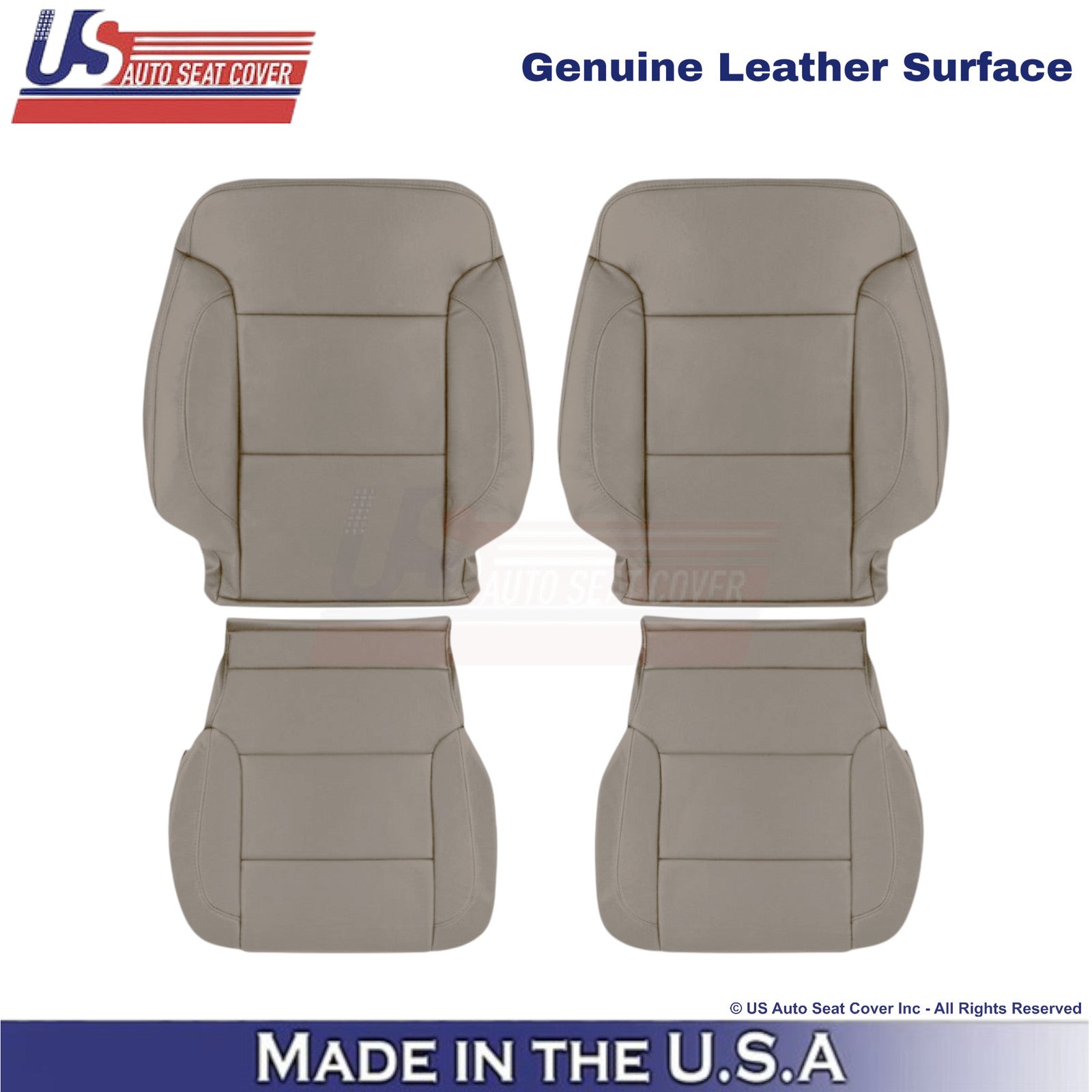 2014-2019 For Chevy Silverado 1500 LT LS Genuine Leather Front Covers Dune Tan