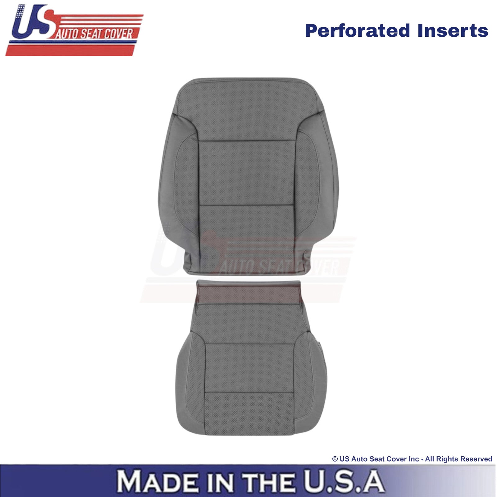 2014-2019 For Chevy Silverado 1500 LT Leather Perf Front Driver Side Covers Gray