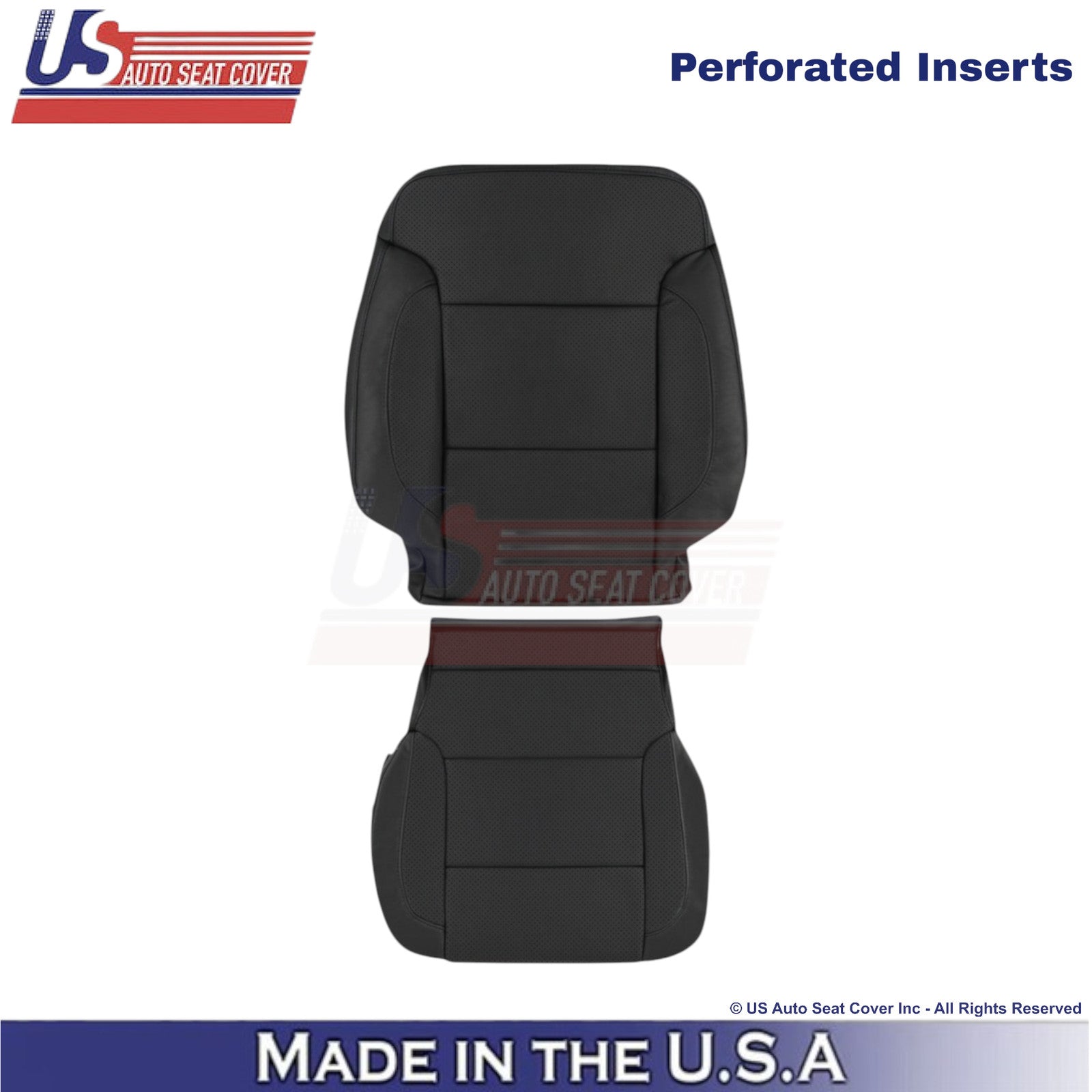 2014-2019 For Chevy Silverado 1500 LT Leather Perf Driver Side Covers Jet Black