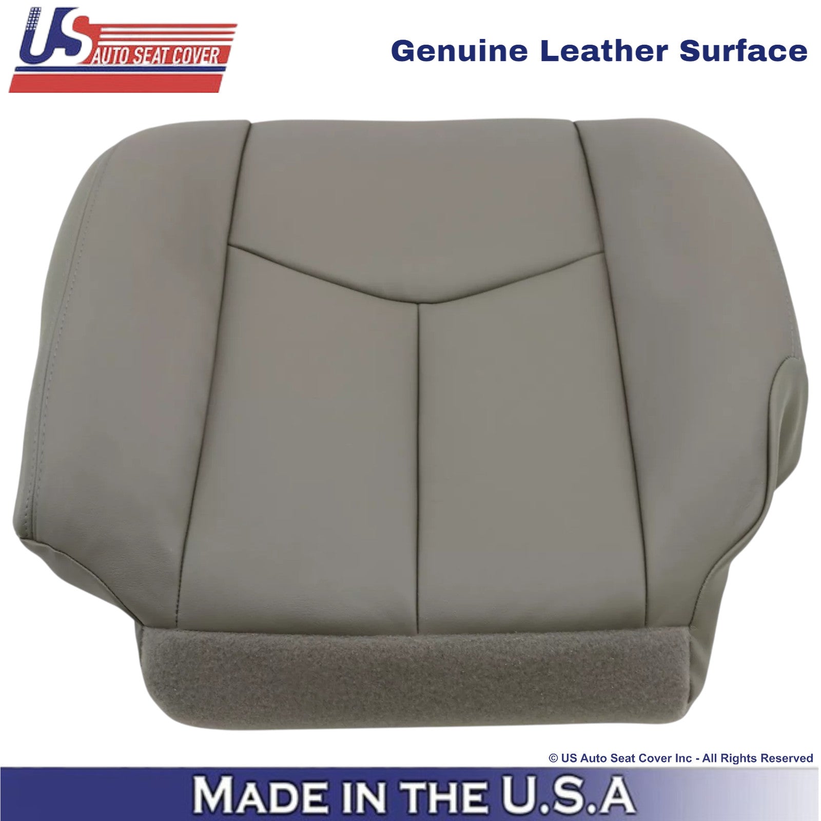 2003-2007 For GMC Sierra Genuine Leather Driver Bottom Seat Cover Pewter Gray