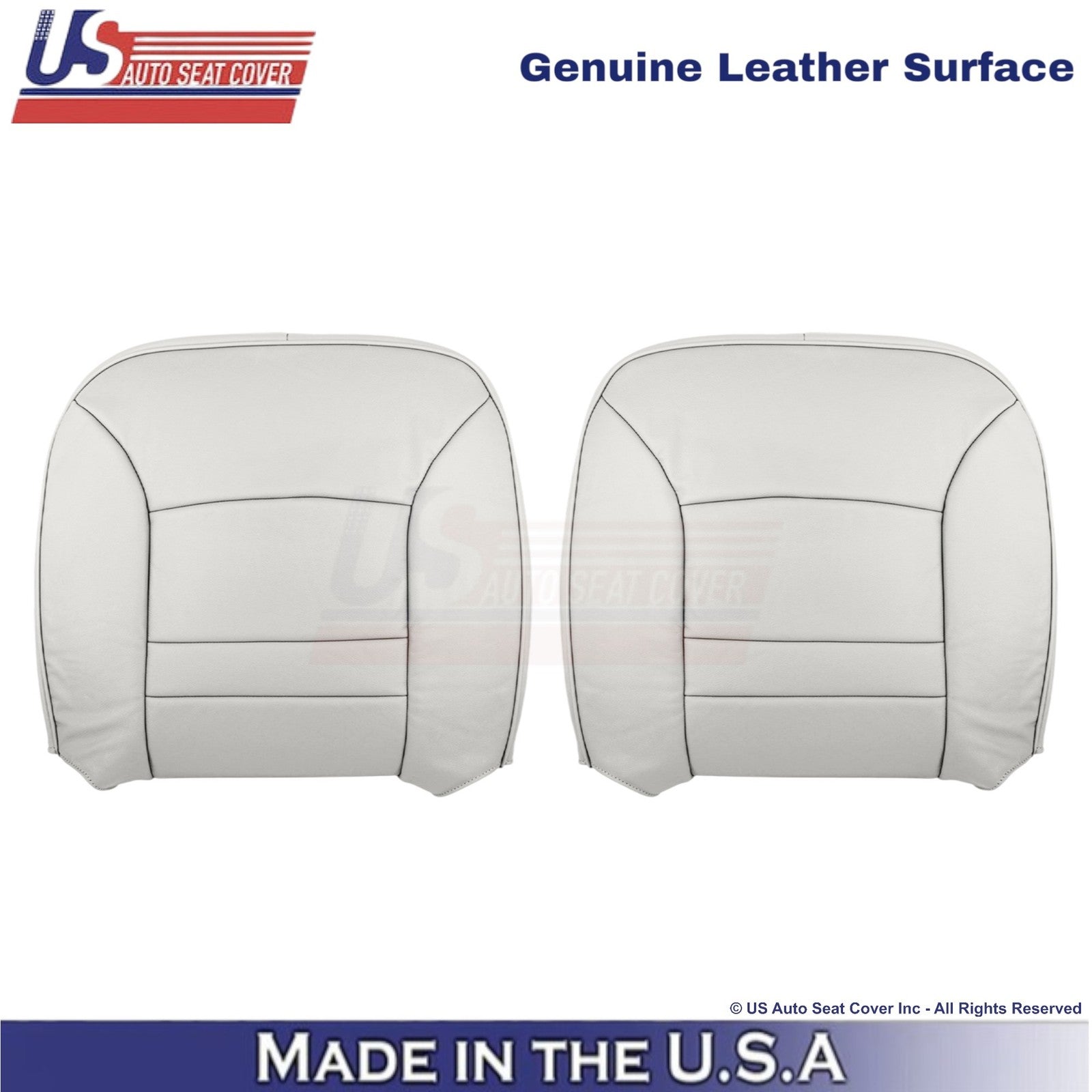 1998-2002 For Ford Crown Victoria Genuine Leather Front Top Seat Covers White