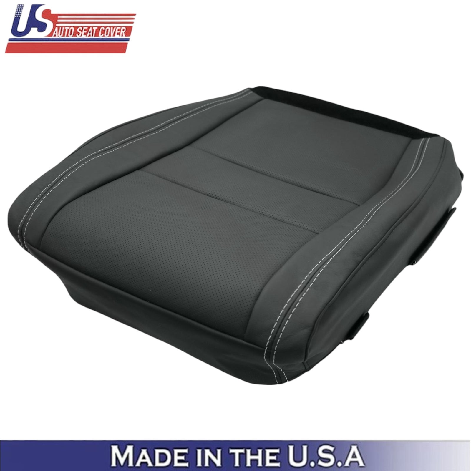2011-2021 For Jeep Grand Cherokee Leather Driver Bottom Cover Black-White Stitch