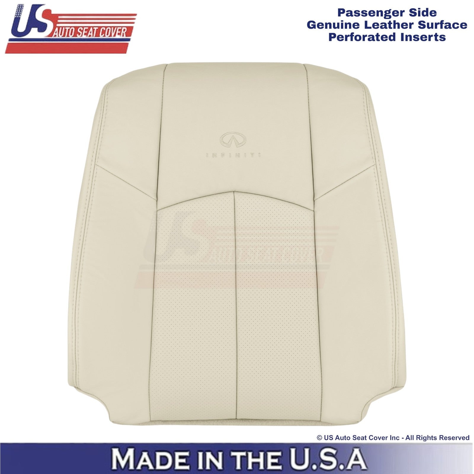 2009-2013 Fits Infiniti G37 Genuine Leather Front Passenger Top Seat Cover Wheat