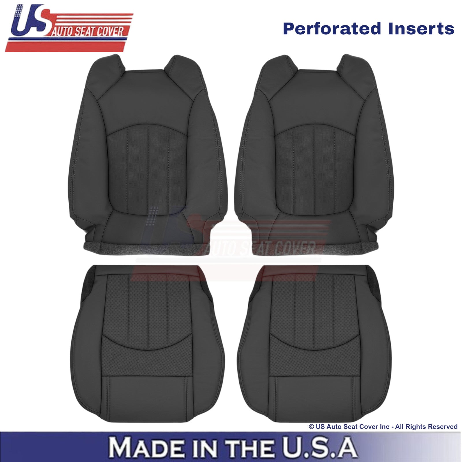 2013-2017 For Buick Enclave Leatherette Front Replacement Seat Covers Ebony