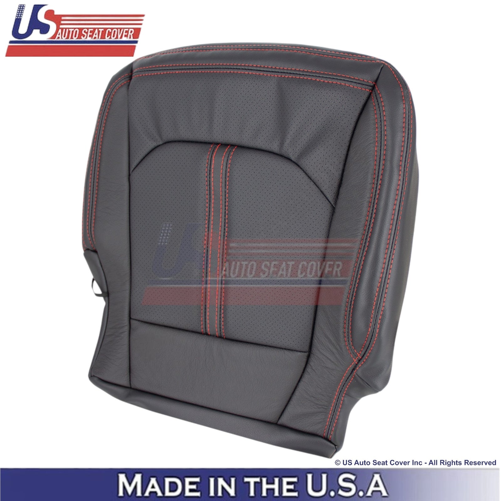 2018-2021 For Ford Expedition Leather Passenger Bottom Cover Ebony-Red Stitching