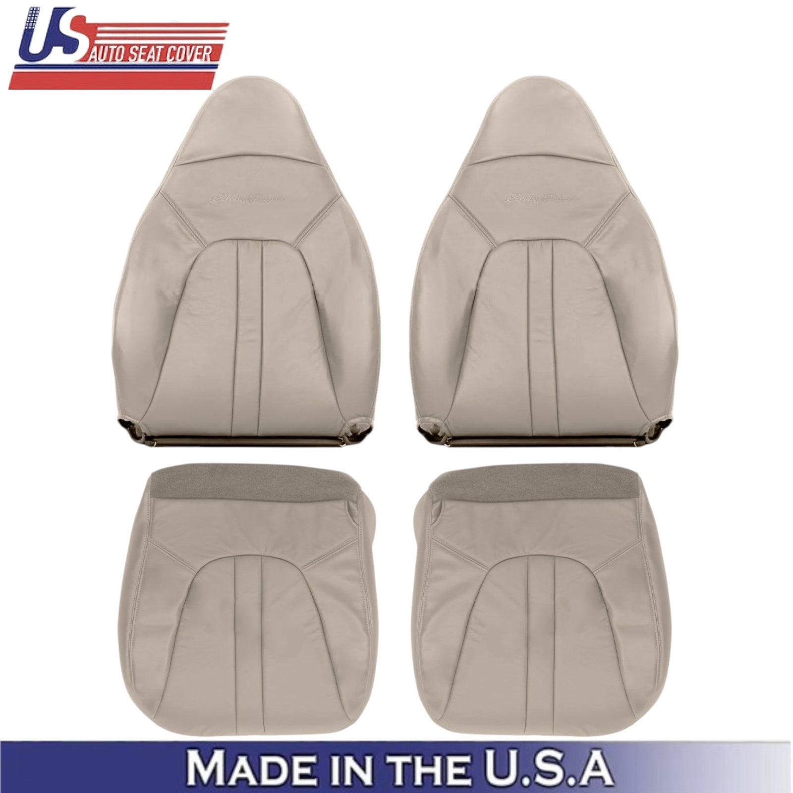 97-99 For Ford Expedition Eddie Bauer Leatherette Front Seat Covers Prairie Tan