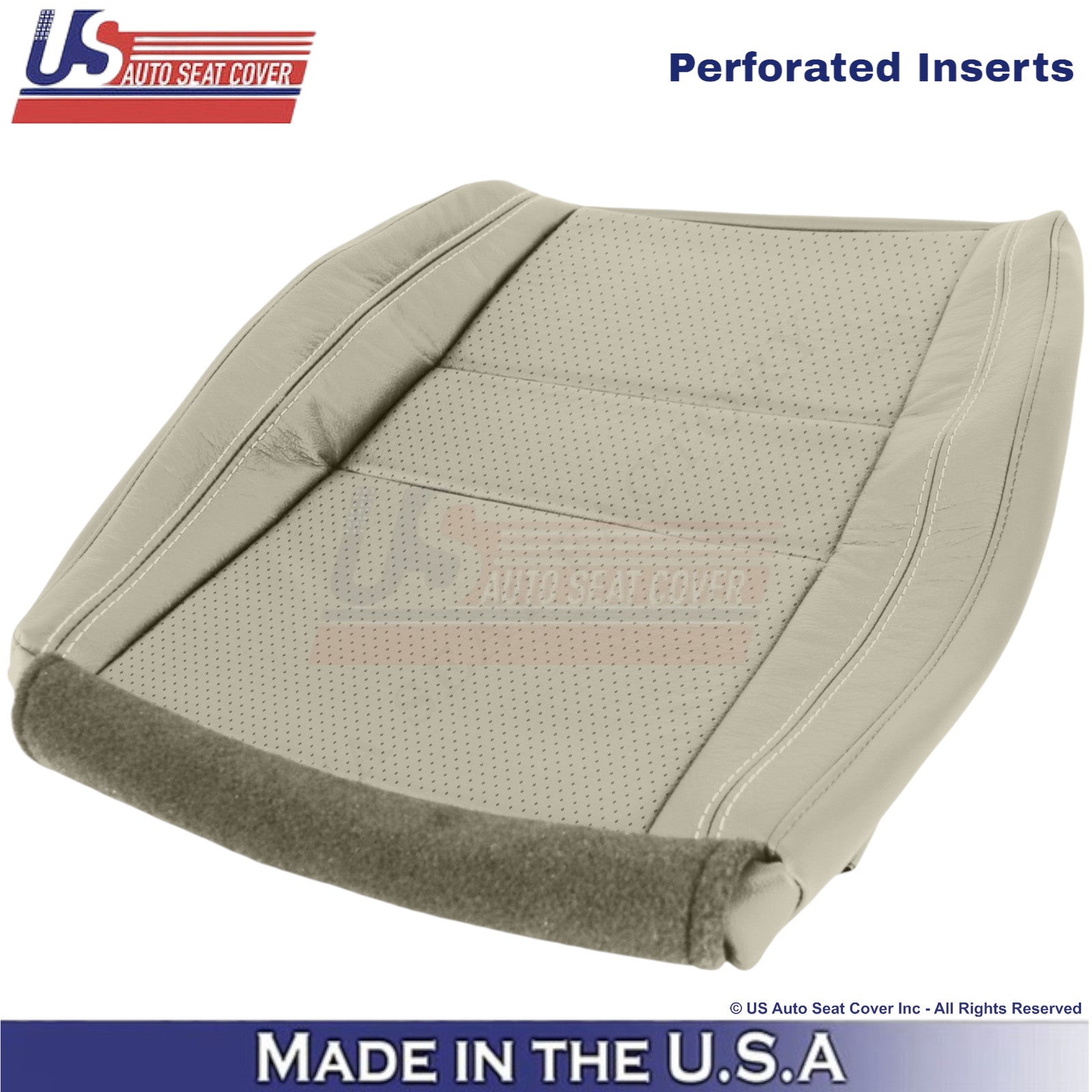 2011-2022 For Dodge Durango Leather Perf. Front Bottom Covers Light Frost Beige