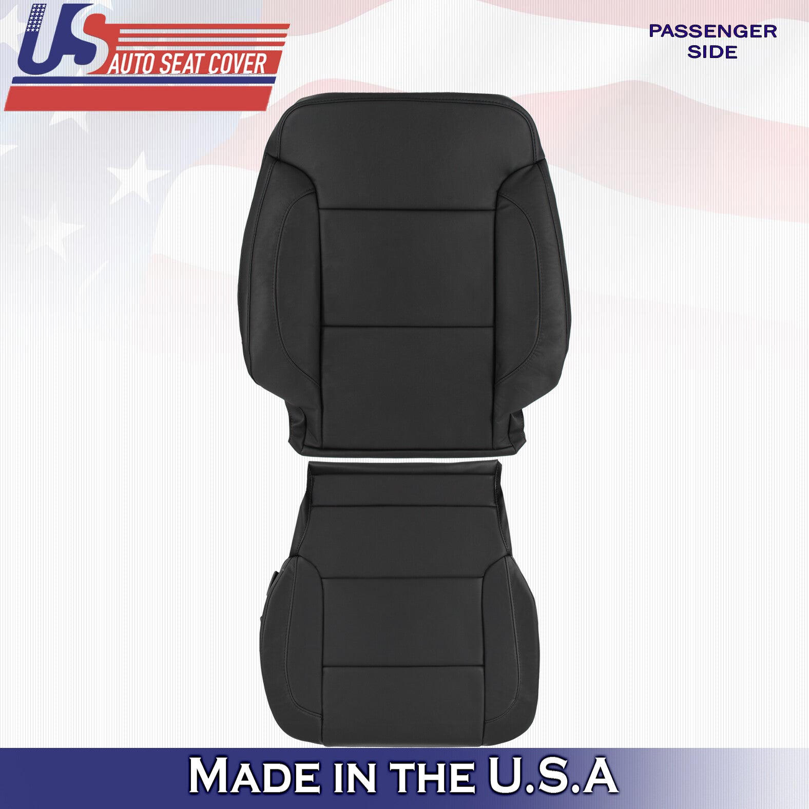 2014 2015 For Chevy Silverado 1500 Passenger Top Bottom Leather Seat Covers BLK
