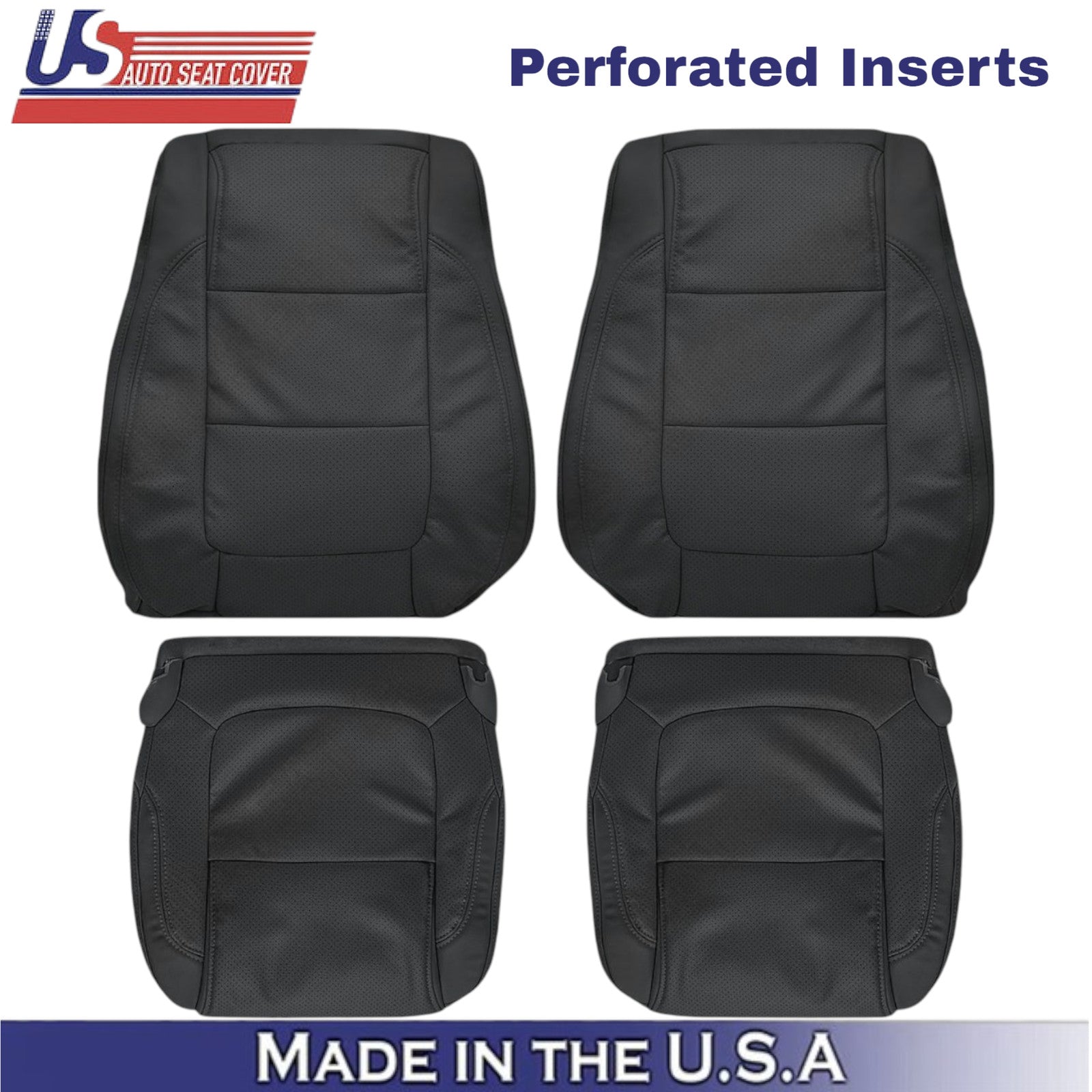 2011-2015 For Ford Explorer Limited Leatherette Front Seat Covers Charcoal Black
